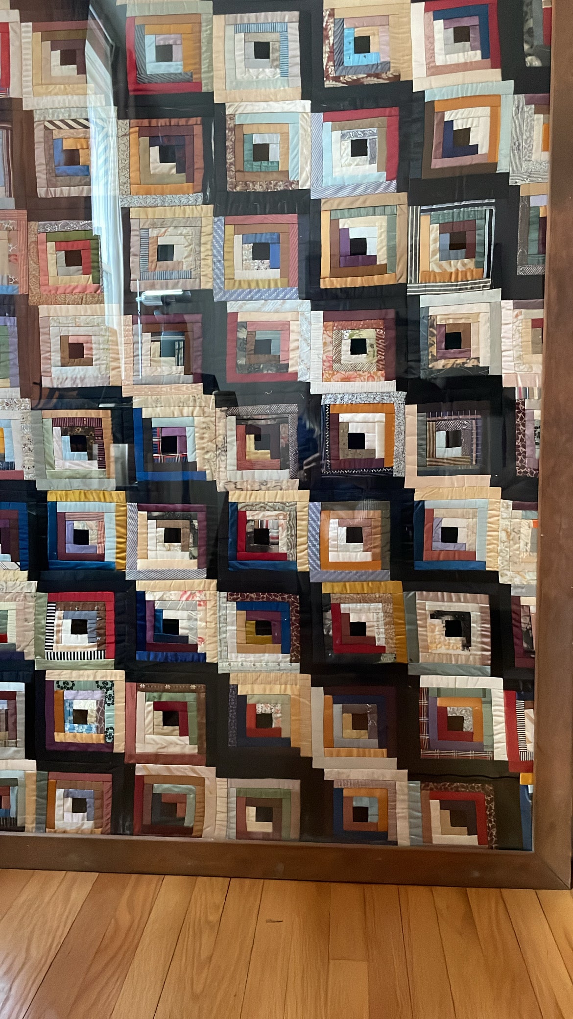 Framed 1860s Era Log Cabin Quilt