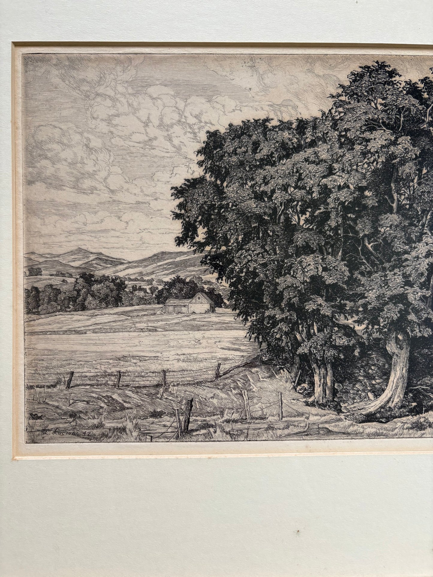 1942 Lucioni Etching “Classic Pastures” (FREE SHIPPING)