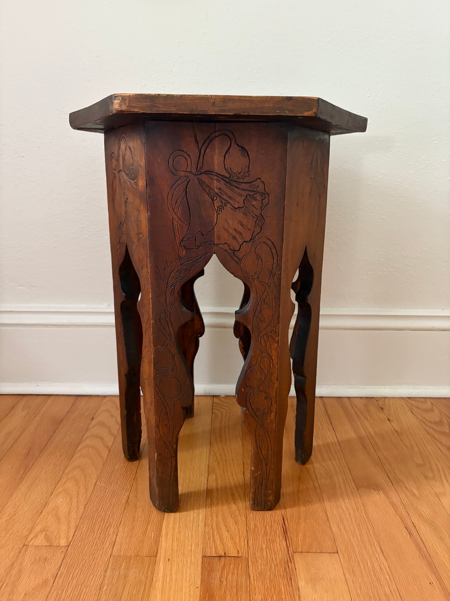Antique Arts & Crafts Era Moorish Pyrography Stand (FREE SHIPPING)