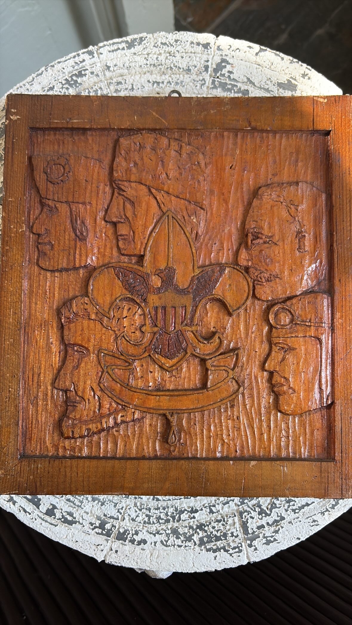 1940 Handcarved Boy Scout Plaque (FREE SHIPPING)