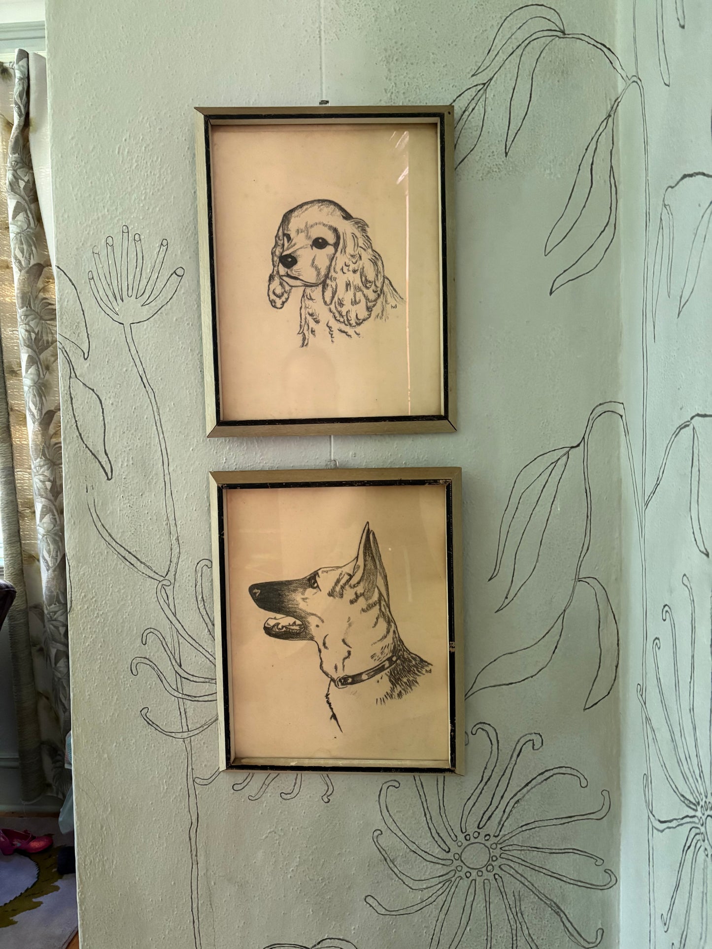 1950s Charcoal Dog Portraits (FREE SHIPPING)