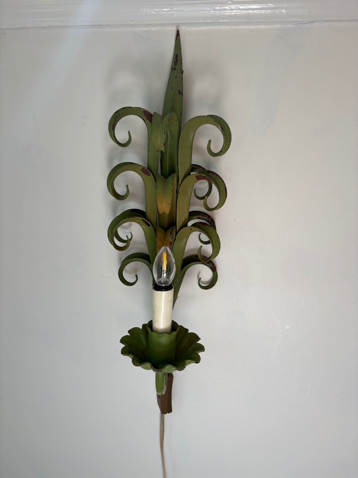 1960s Plug in Tole Wall Sconce