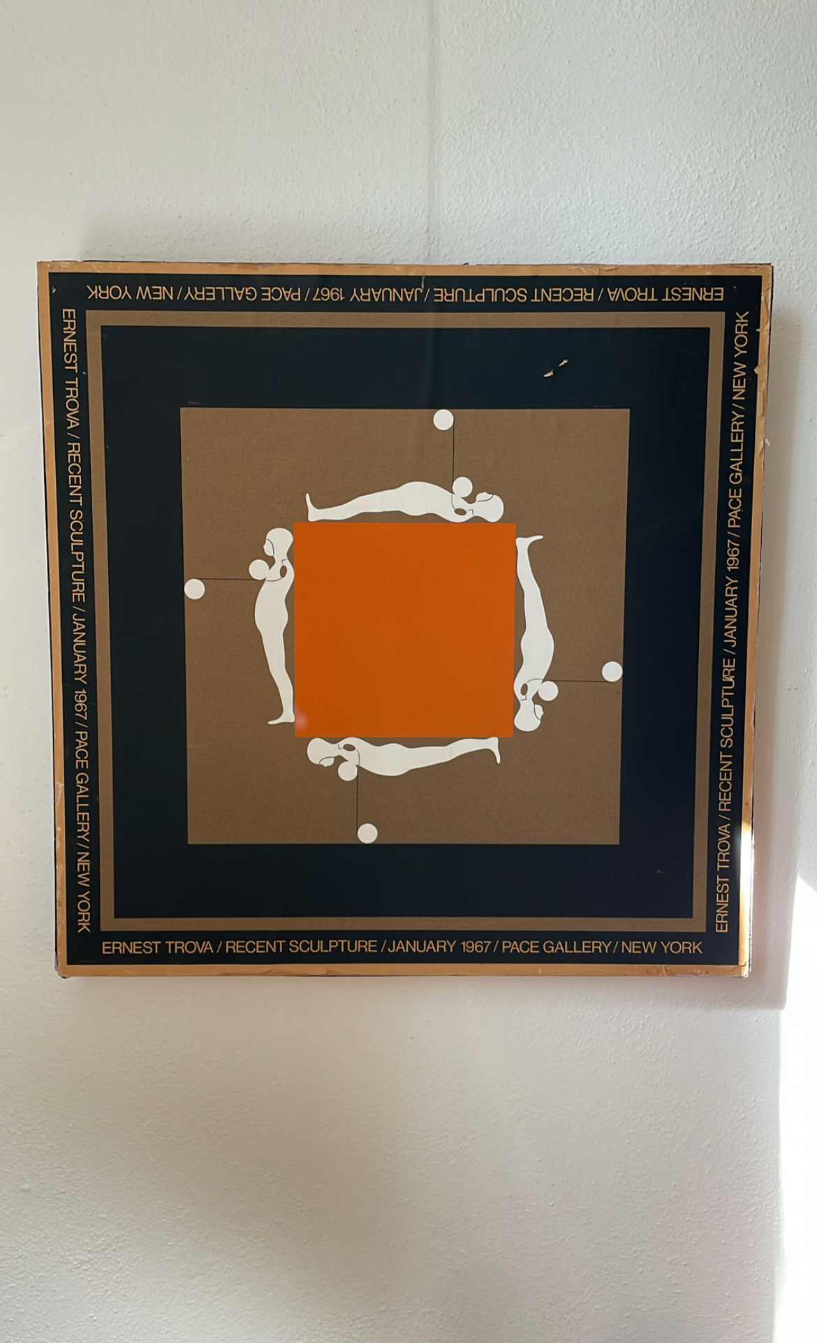 1967 Ernest Trova Pace Gallery print matted on framed board (FREE SHIPPING)