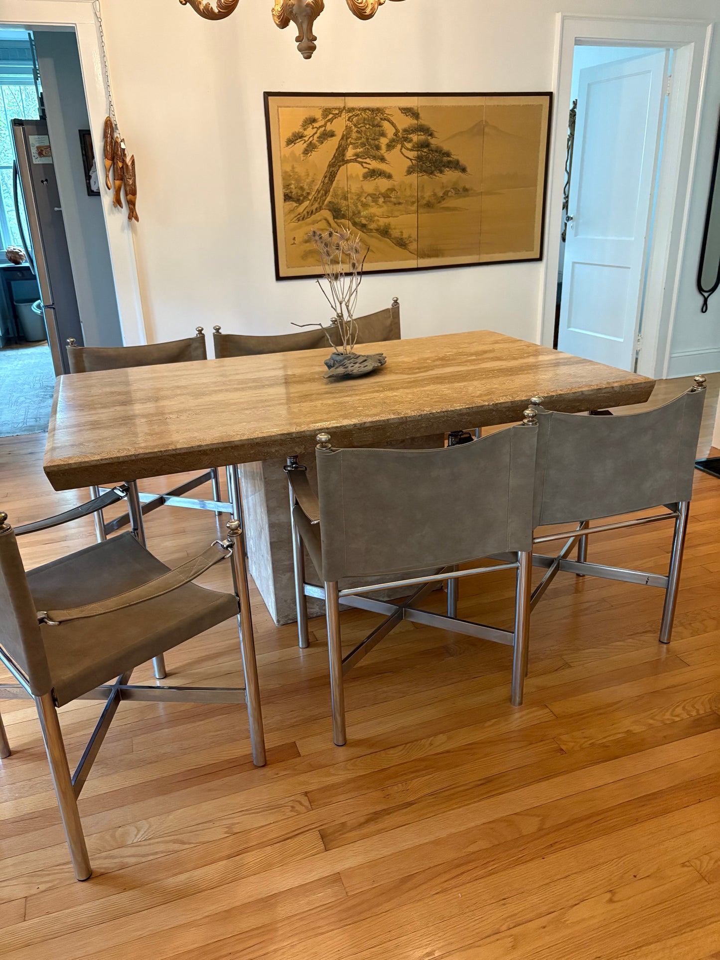 Set of 6 1960s Chrome & Suede Pace Furniture Collection Campaign Chairs
