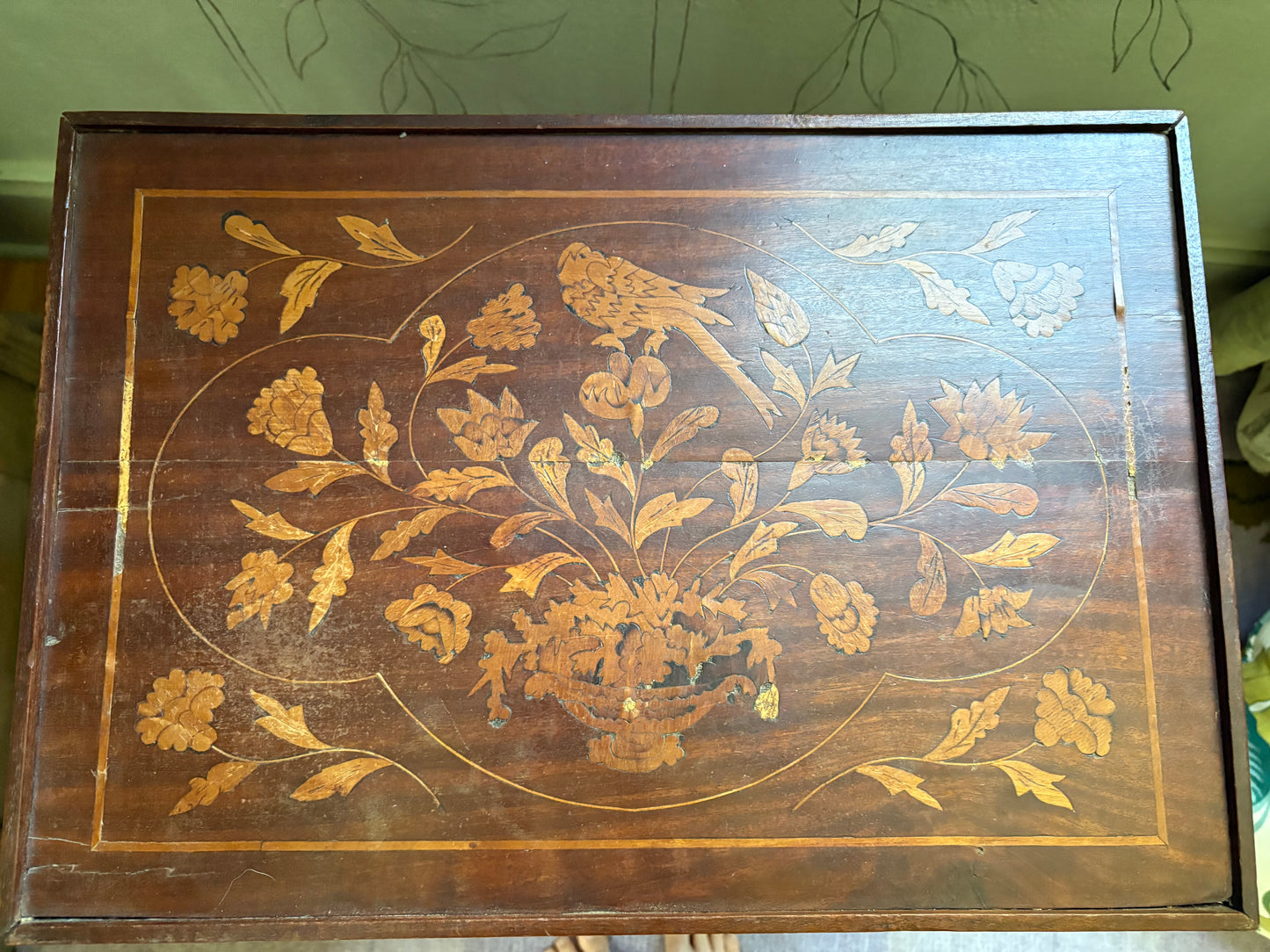 Antique Dutch Marquetry Nightstand
