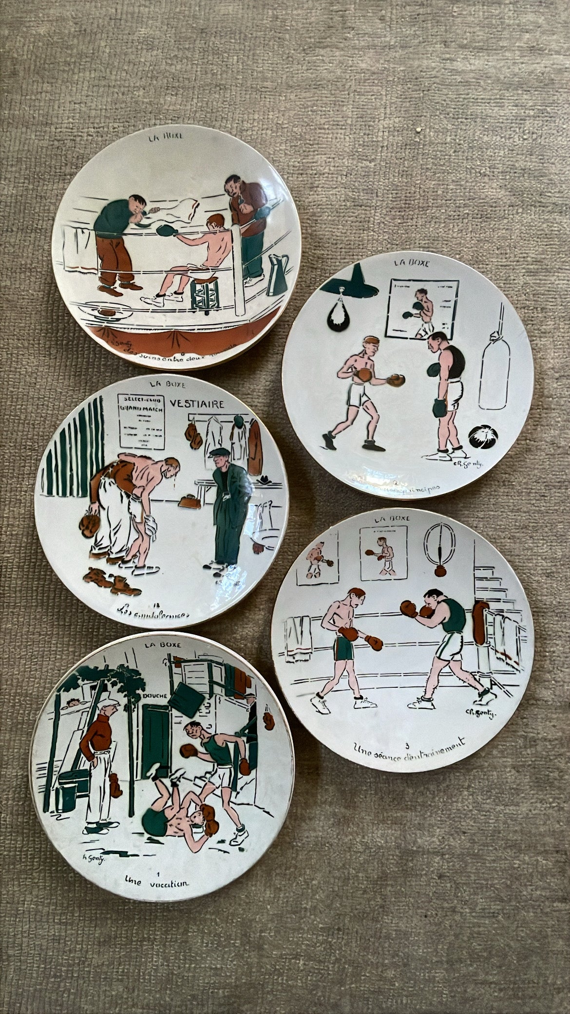1930s Charles Gentry “La Boxe” Plates