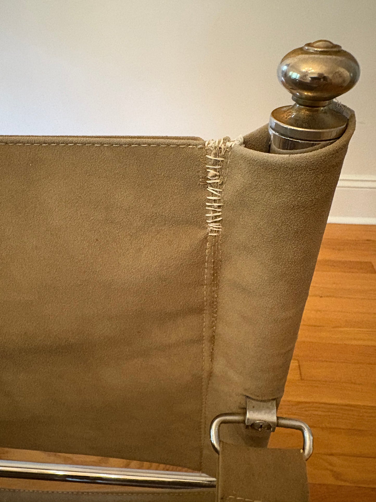 Set of 6 1960s Chrome & Suede Pace Furniture Collection Campaign Chairs