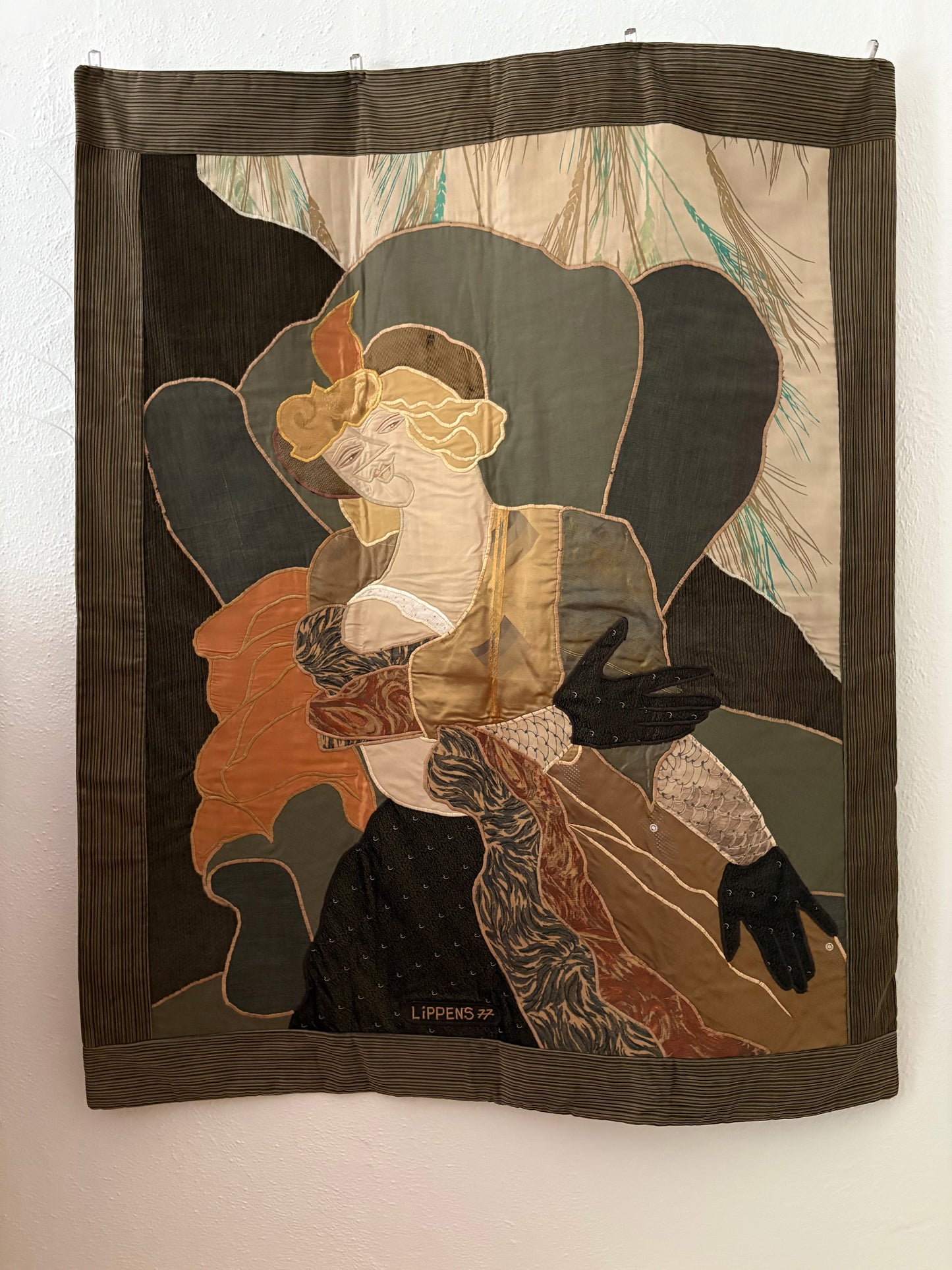 1977 Cubist Tapestry titled “The Heiress” by Lippens (FREE SHIPPING)