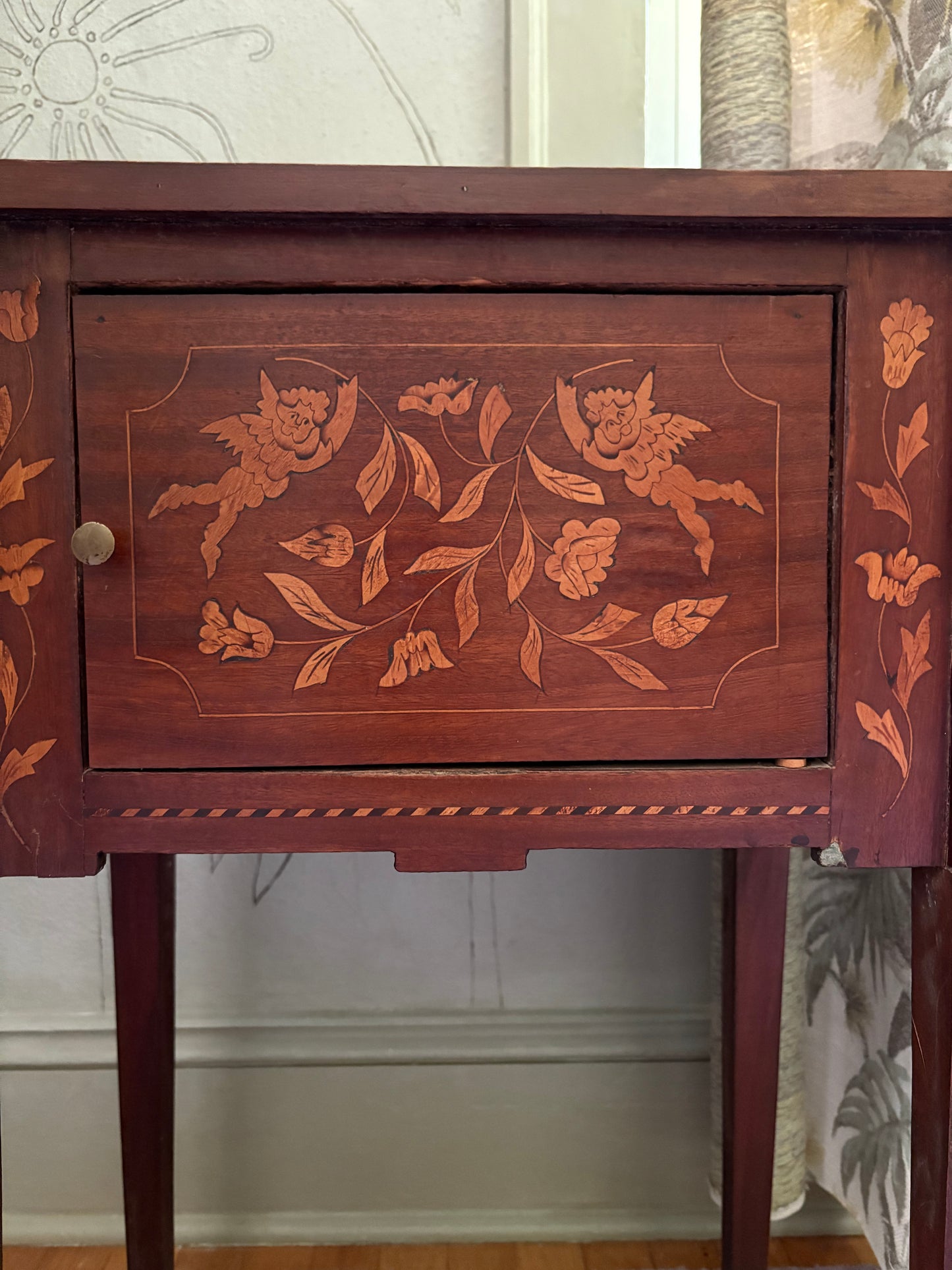 Antique Dutch Marquetry Nightstand