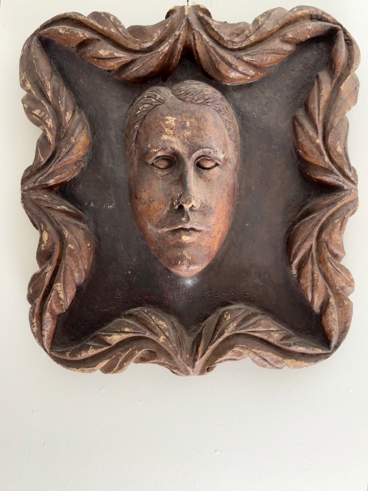 Vintage Paper Mache Bust Plaque (FREE SHIPPING)