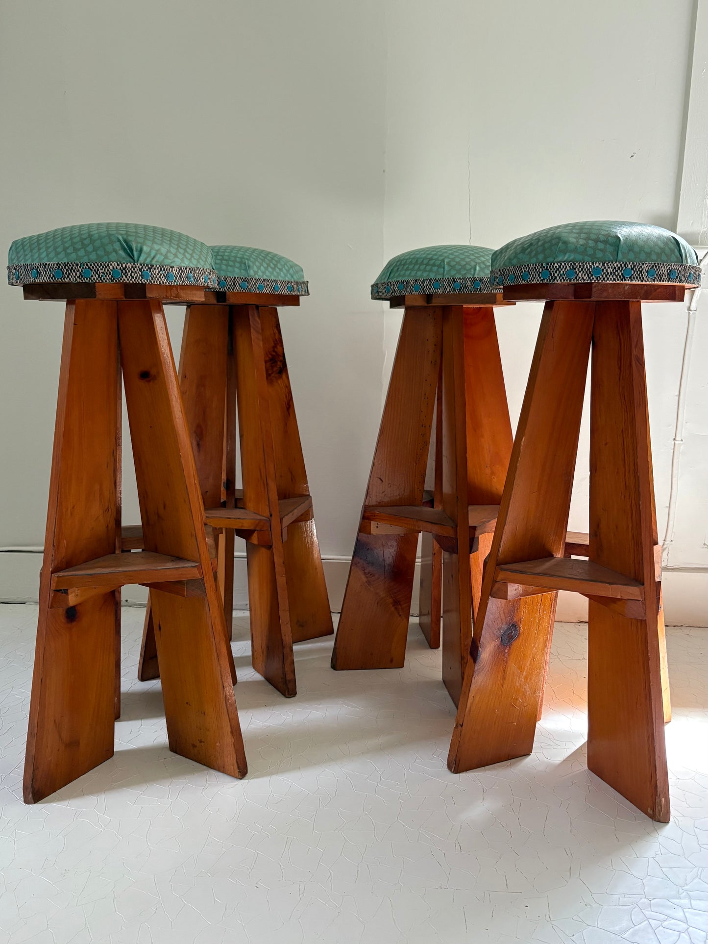 Set of 4 Folk Art Stools