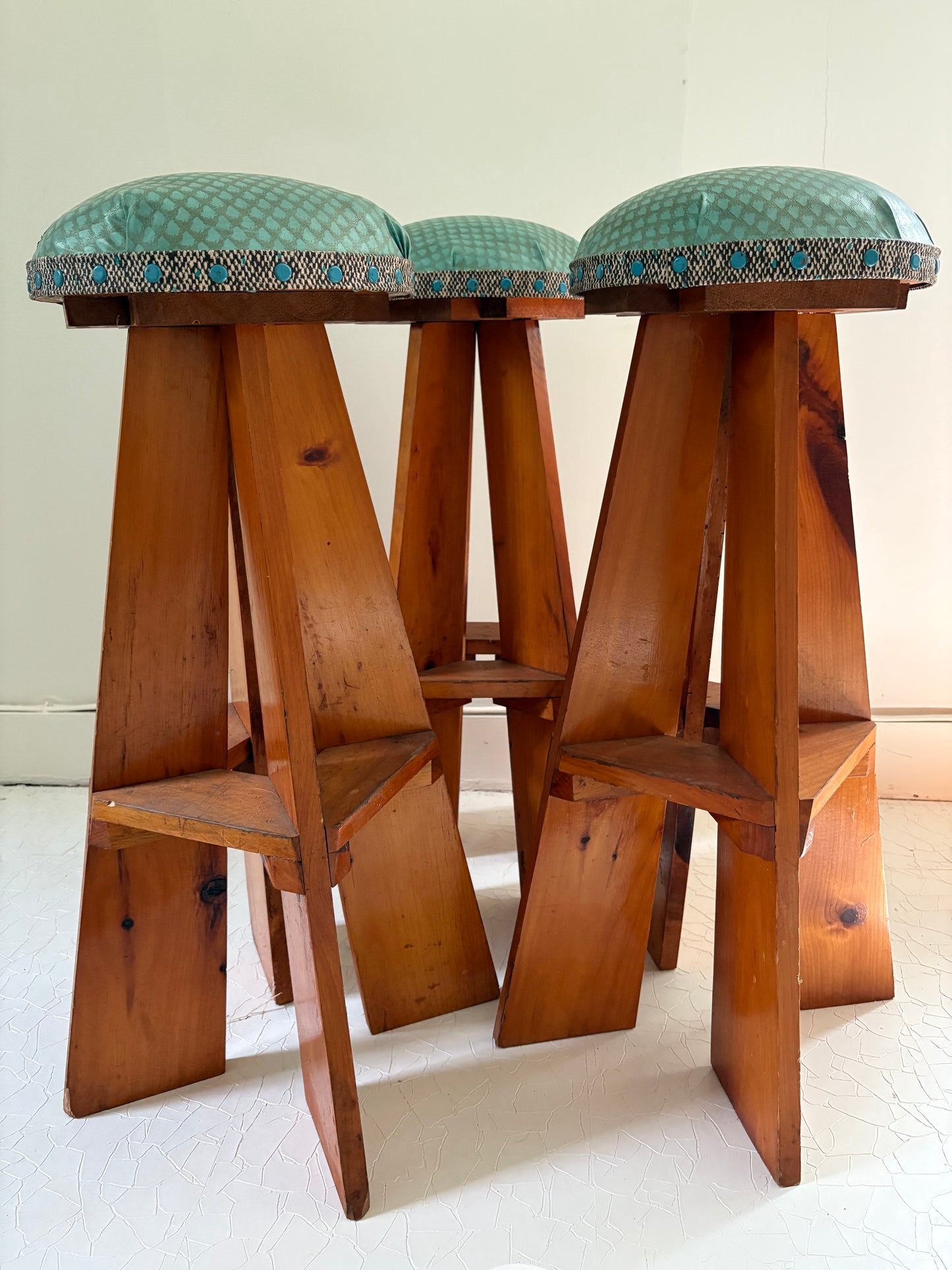 Set of 4 Folk Art Stools