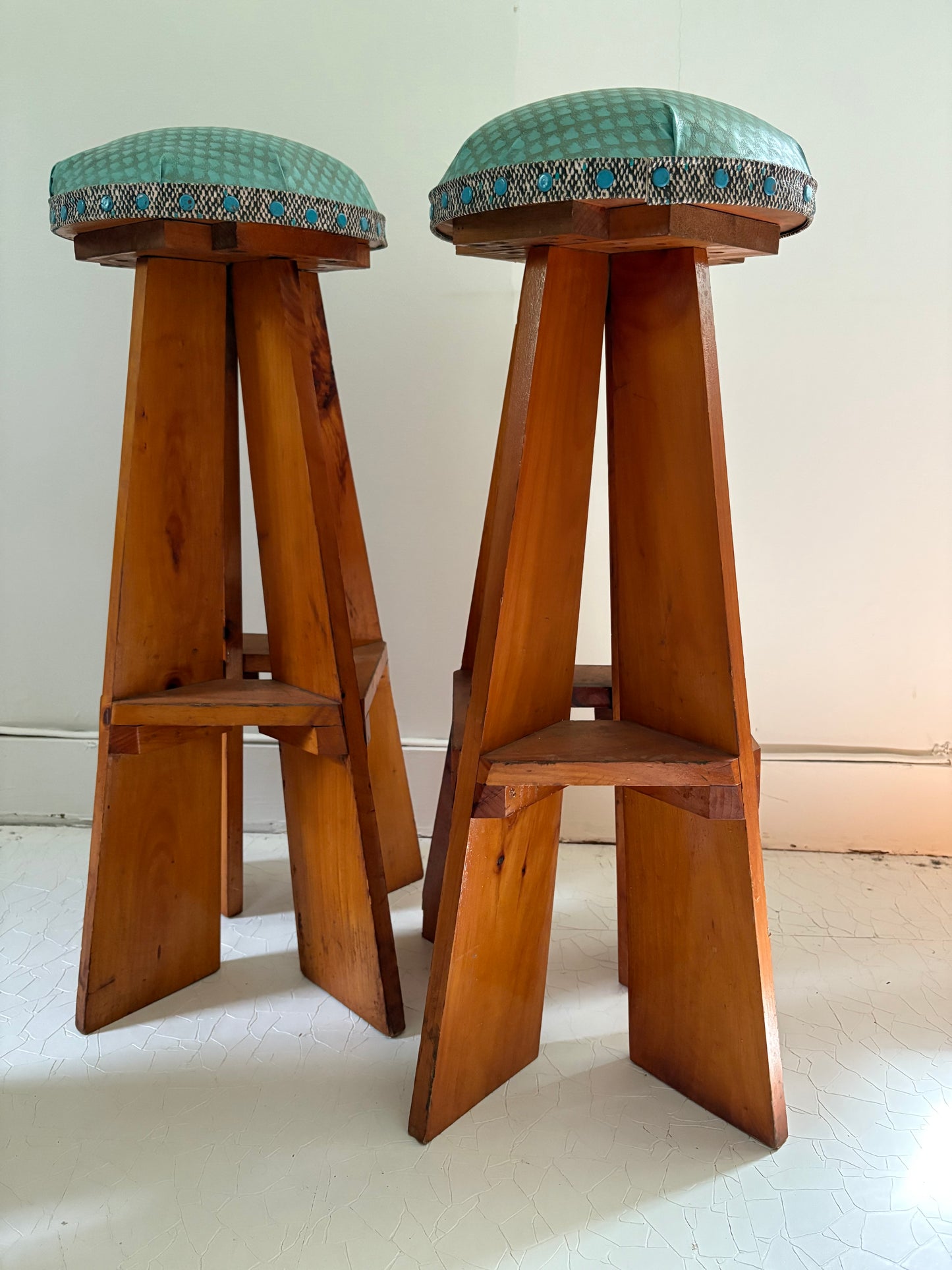 Set of 4 Folk Art Stools