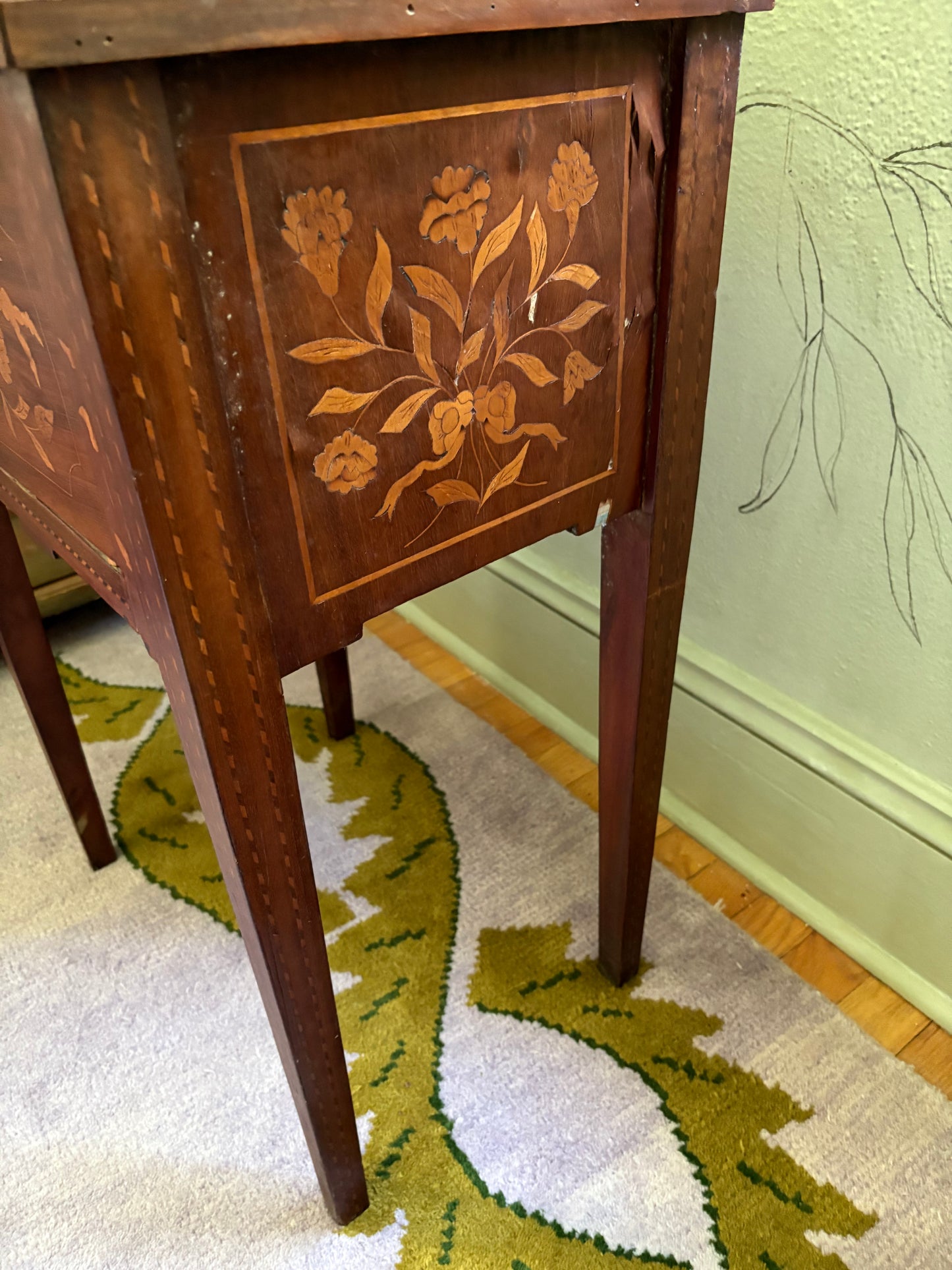 Antique Dutch Marquetry Nightstand