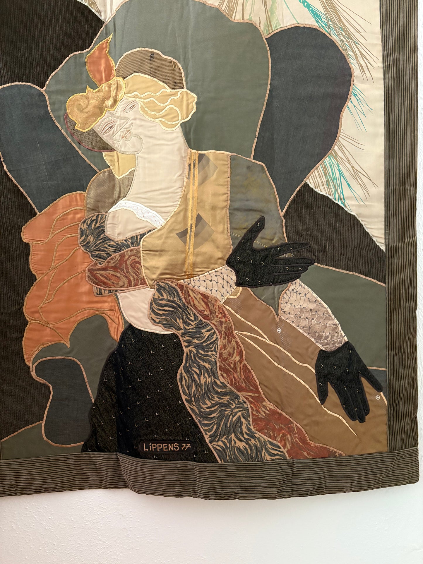1977 Cubist Tapestry titled “The Heiress” by Lippens (FREE SHIPPING)