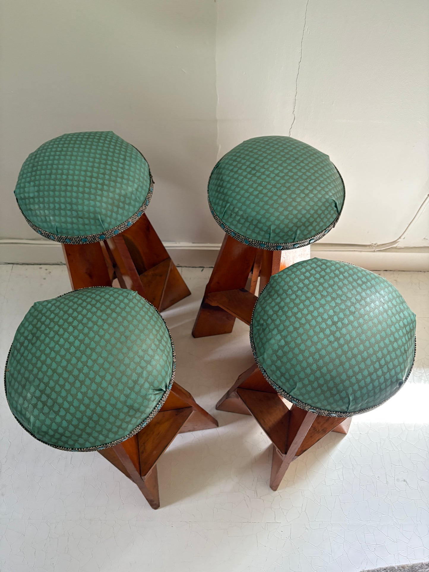 Set of 4 Folk Art Stools
