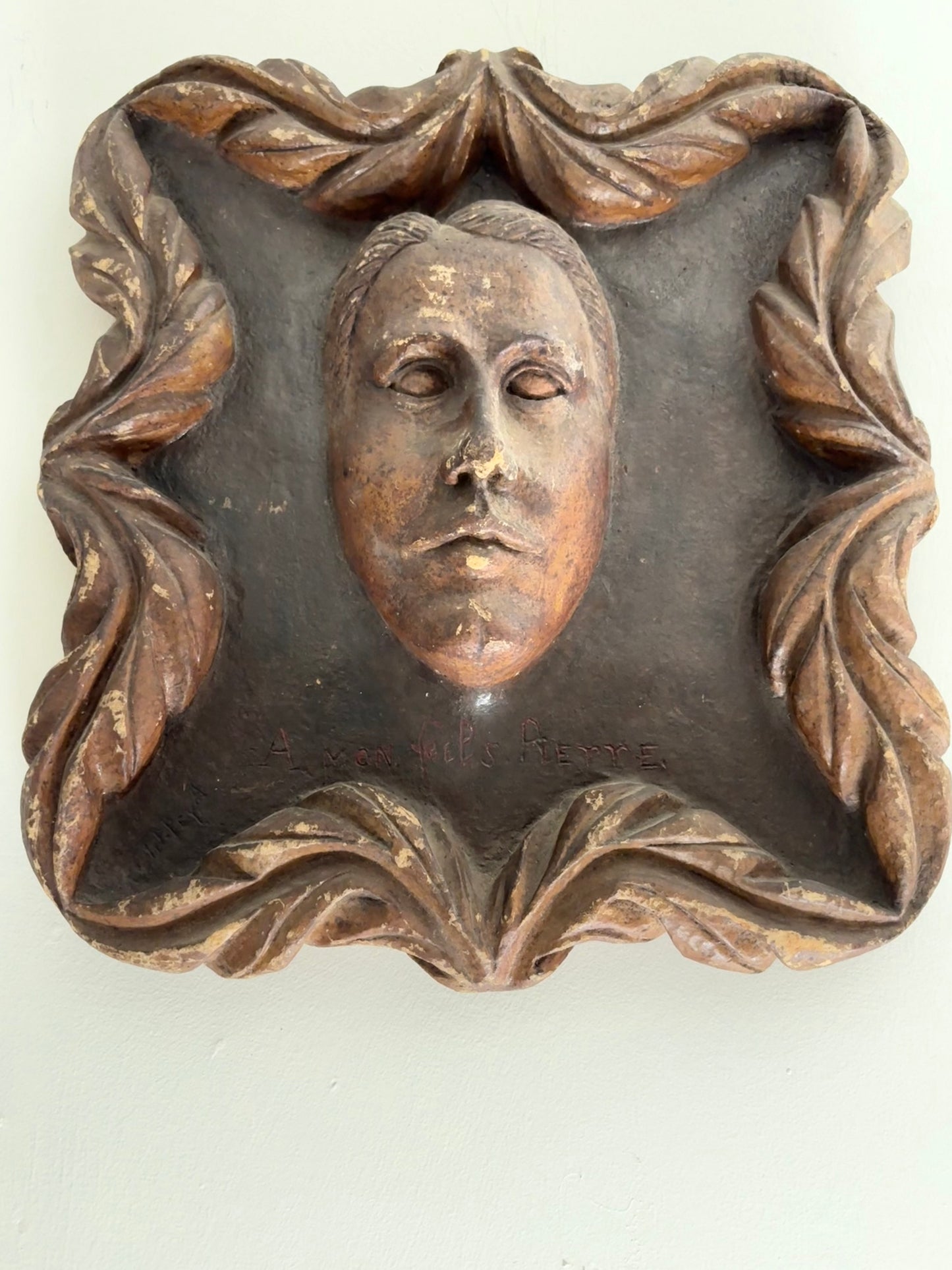 Vintage Paper Mache Bust Plaque (FREE SHIPPING)