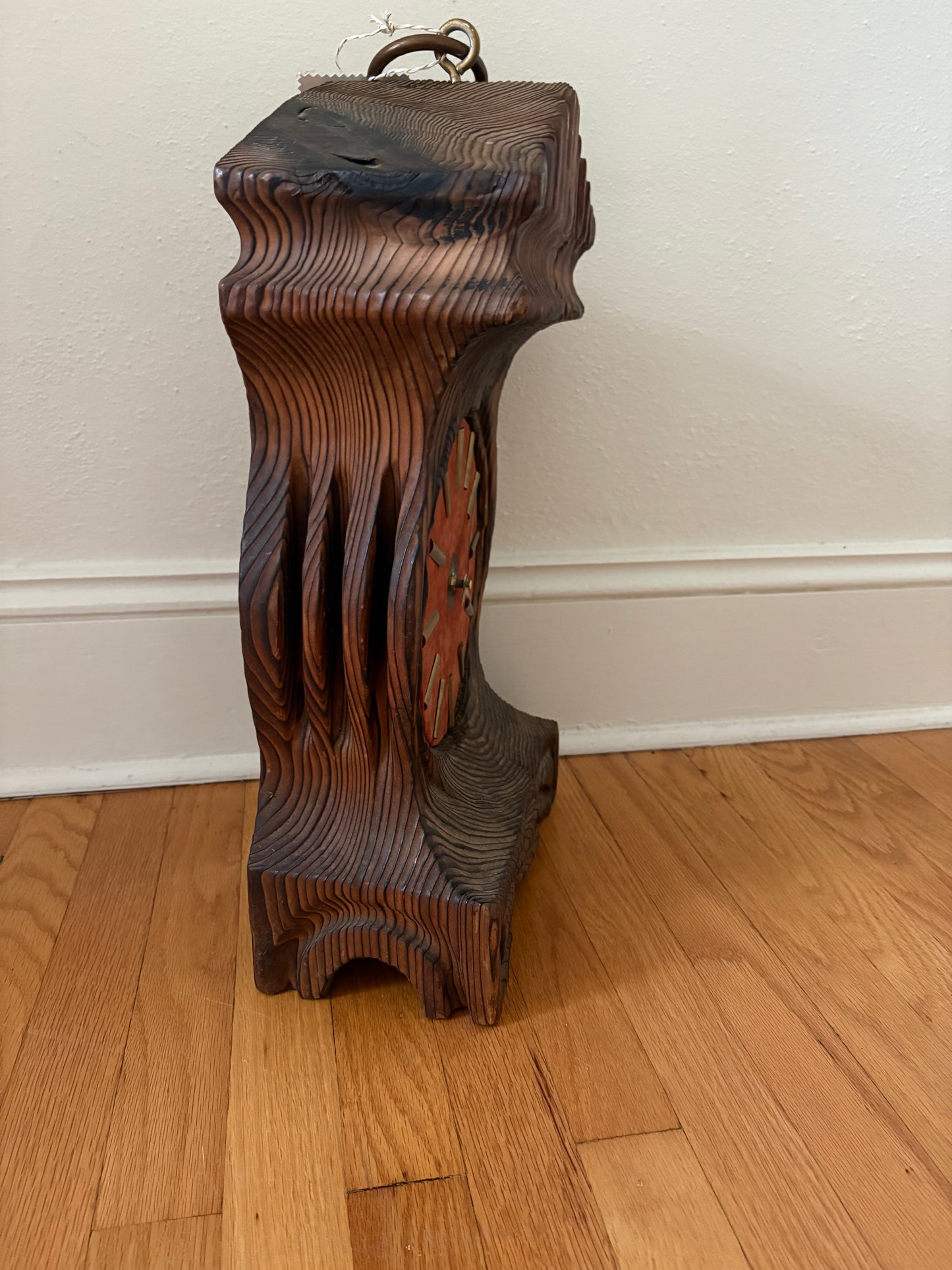 1970s Carved Wood Folk Art Clock (FREE SHIPPING)