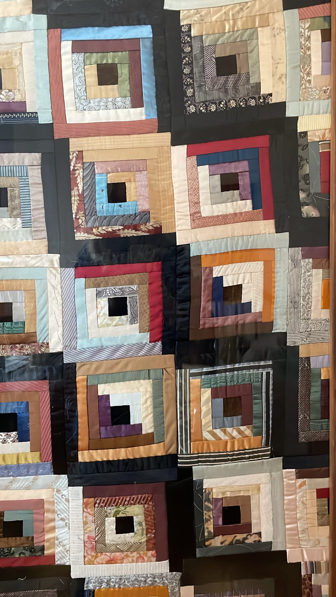Framed 1860s Era Log Cabin Quilt
