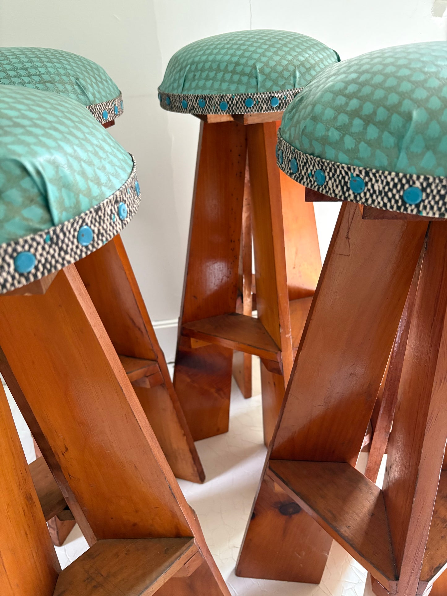 Set of 4 Folk Art Stools