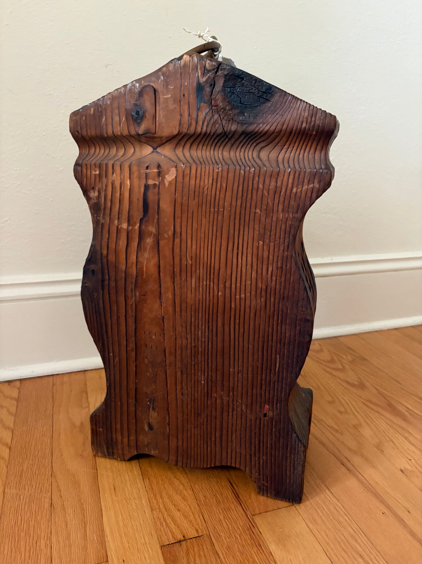1970s Carved Wood Folk Art Clock (FREE SHIPPING)