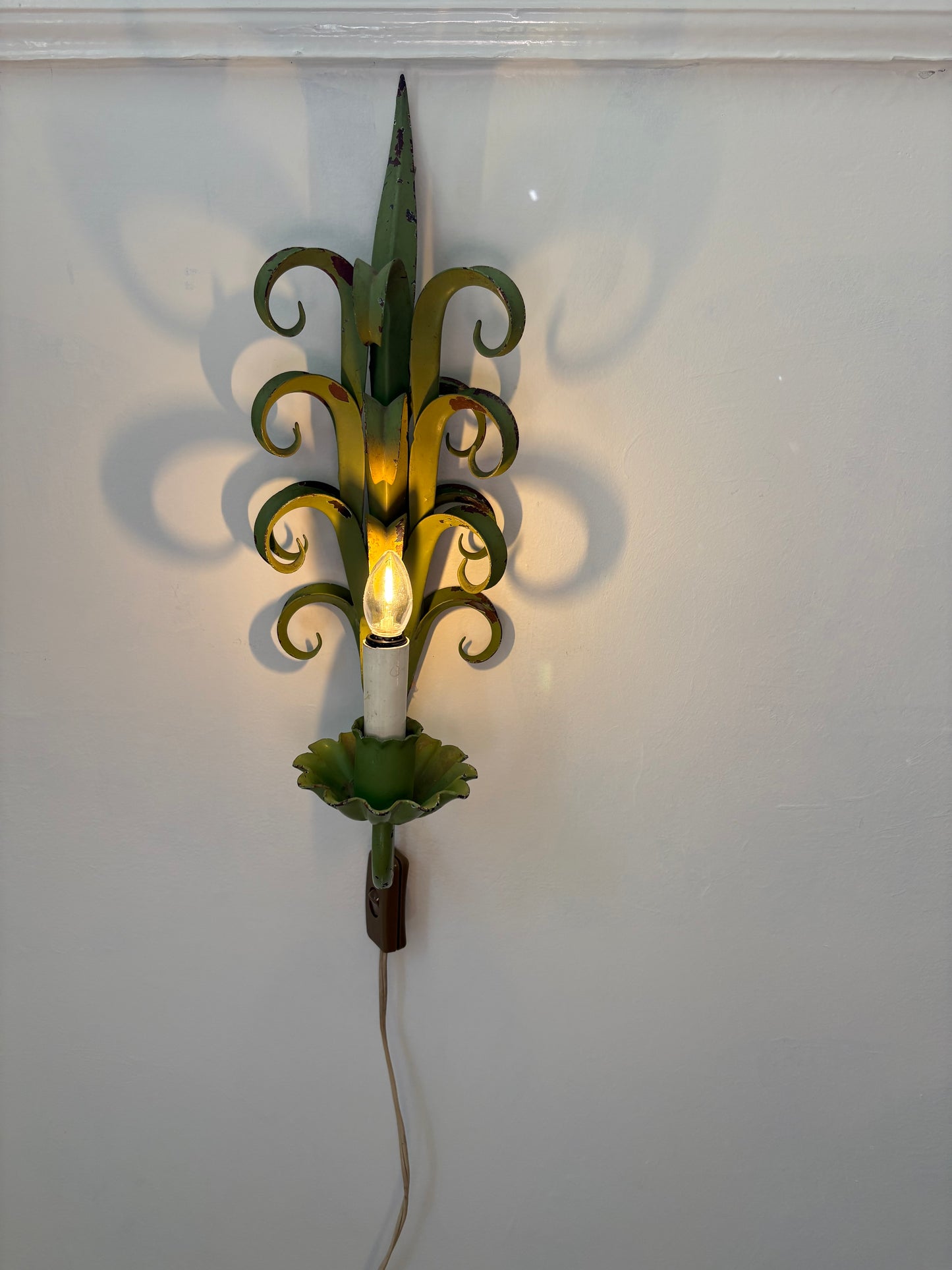 1960s Plug in Tole Wall Sconce