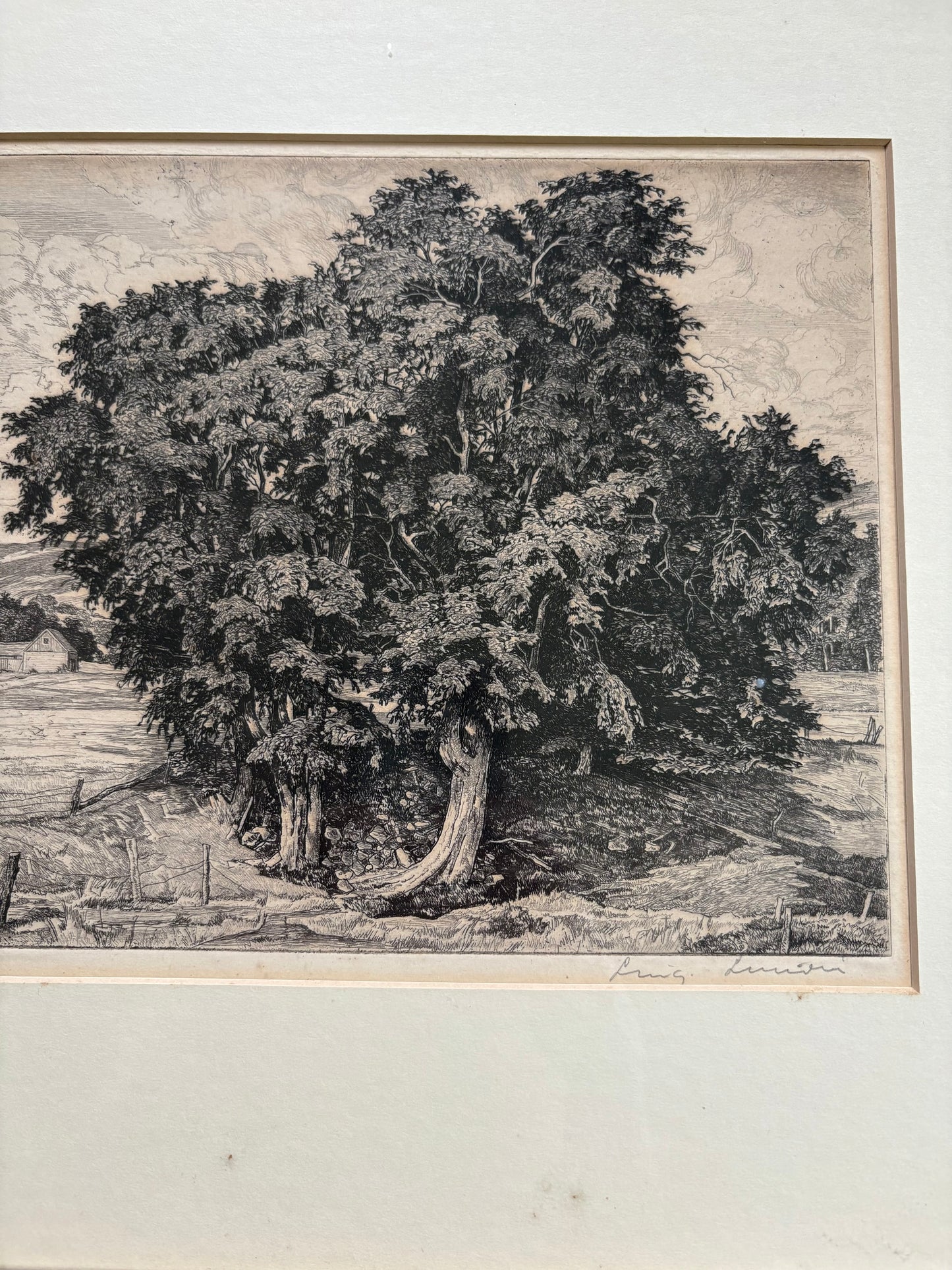 1942 Lucioni Etching “Classic Pastures” (FREE SHIPPING)