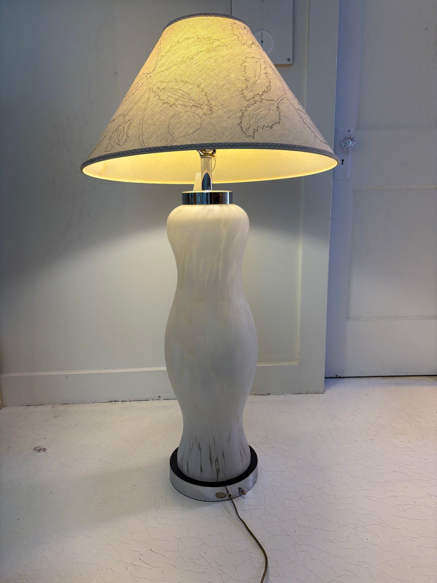1970s Carlo Nason for Mazzega Cumulus Glass Totem Lamp with Custom NAHH Designed Shade