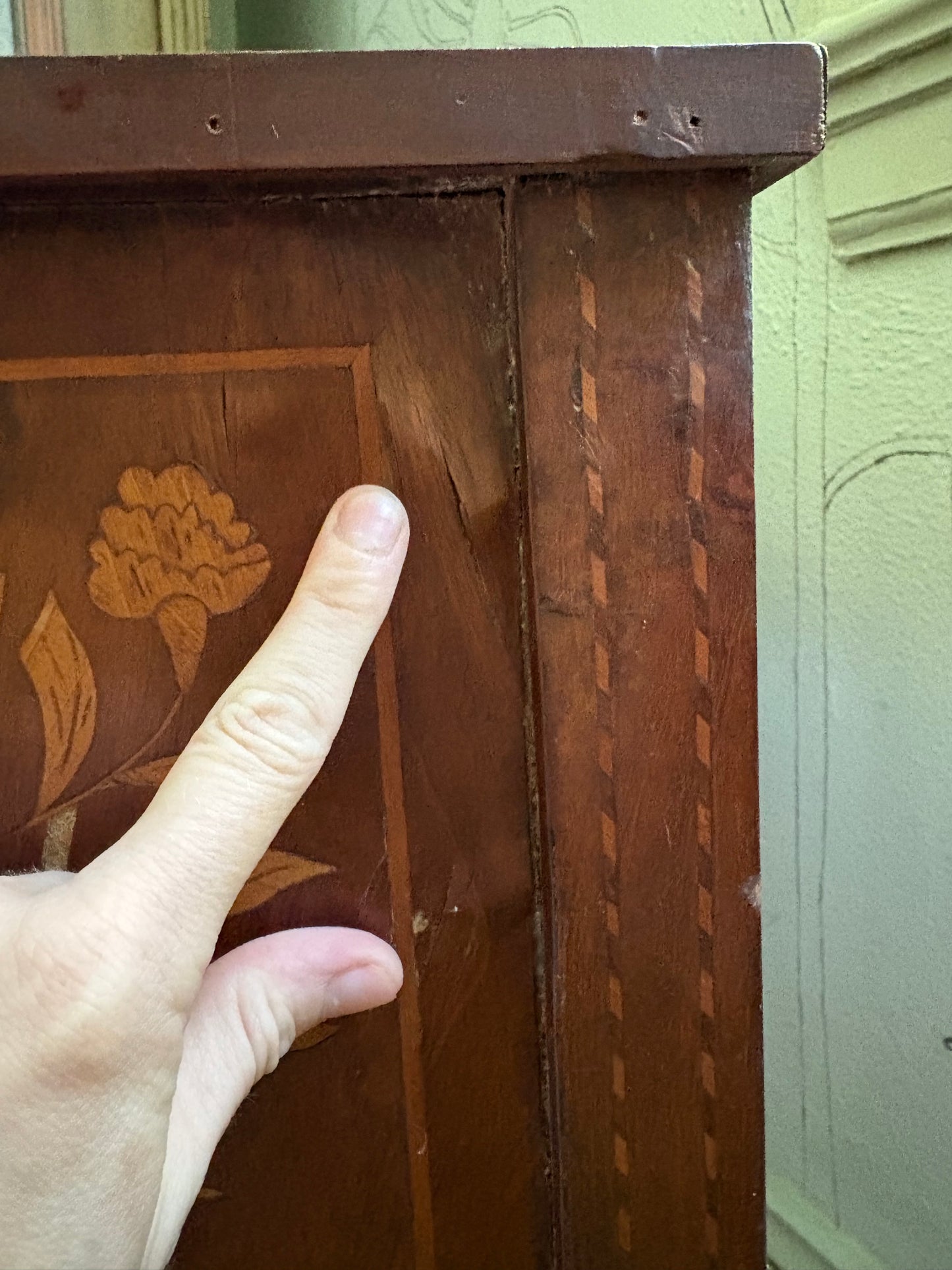 Antique Dutch Marquetry Nightstand