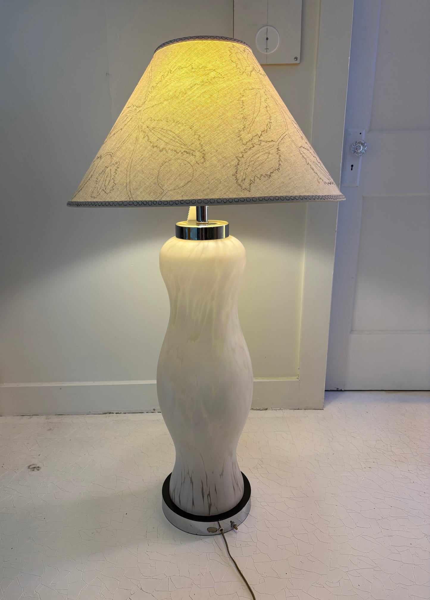 1970s Carlo Nason for Mazzega Cumulus Glass Totem Lamp with Custom NAHH Designed Shade