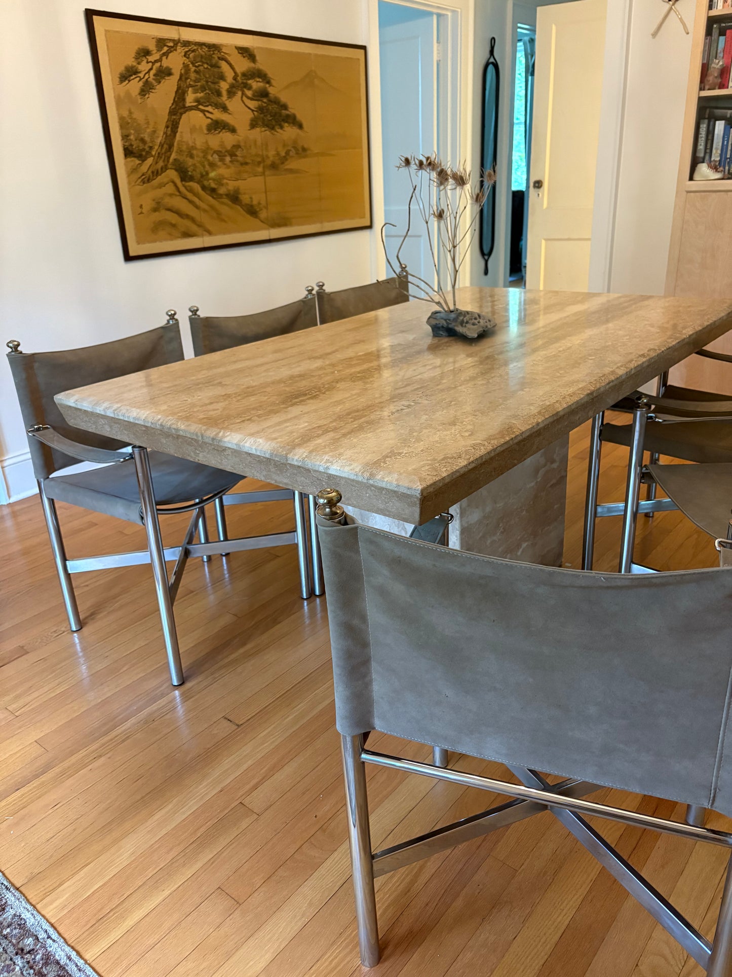 Set of 6 1960s Chrome & Suede Pace Furniture Collection Campaign Chairs