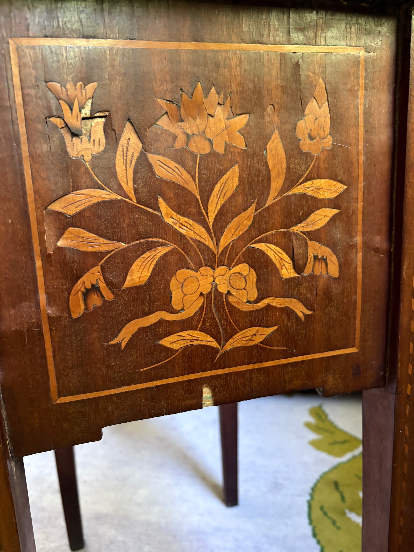 Antique Dutch Marquetry Nightstand