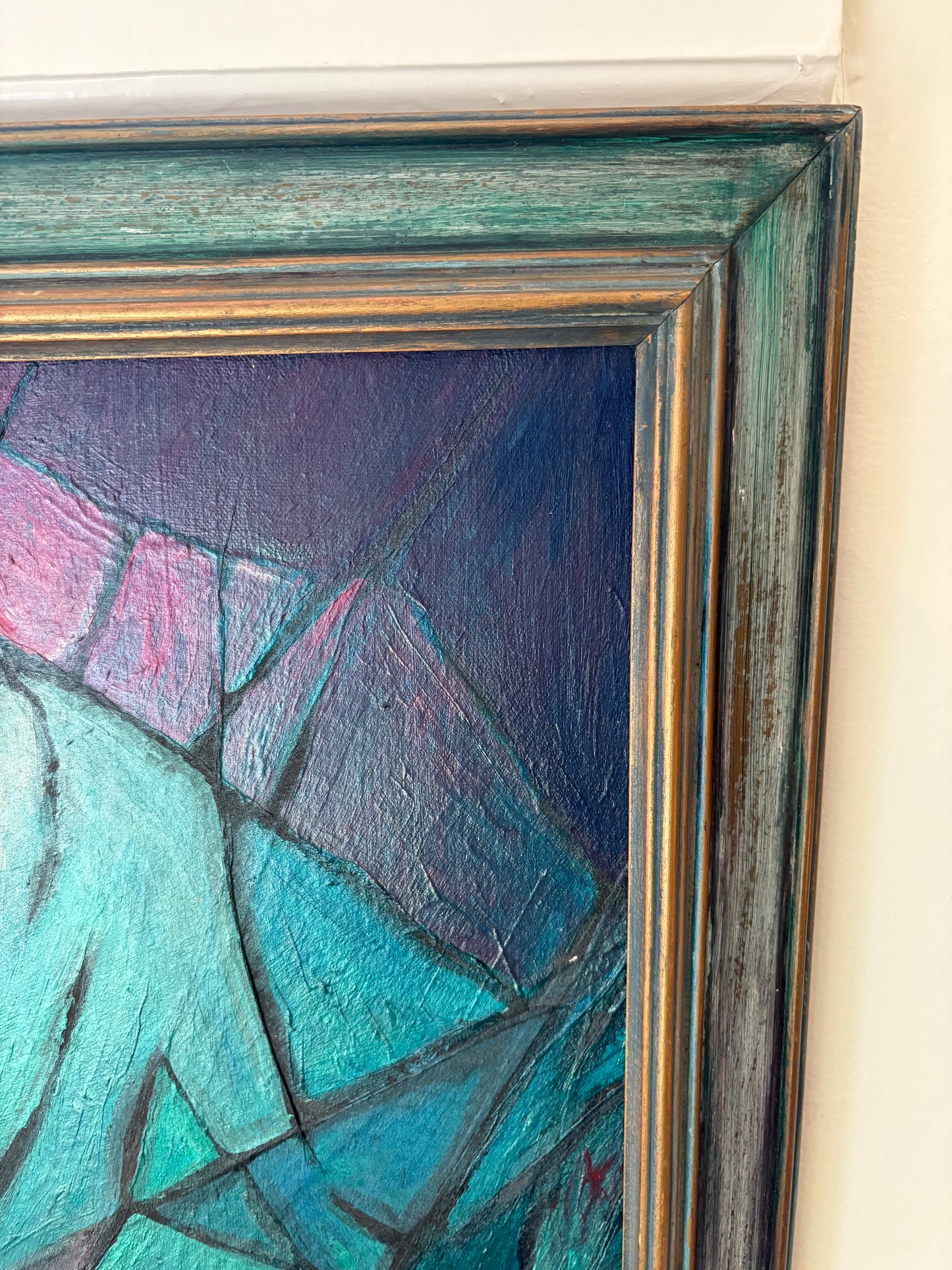 Framed Abstract Original with Vibrant Iridescent Hues (FREE SHIPPING)
