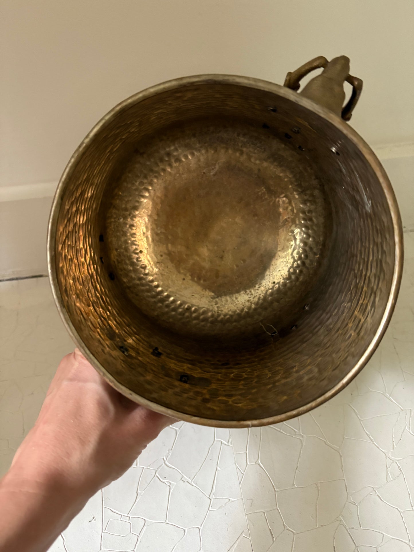 Rare Hammered Brass Stag Champagne Bucket or Planter (FREE SHIPPING)