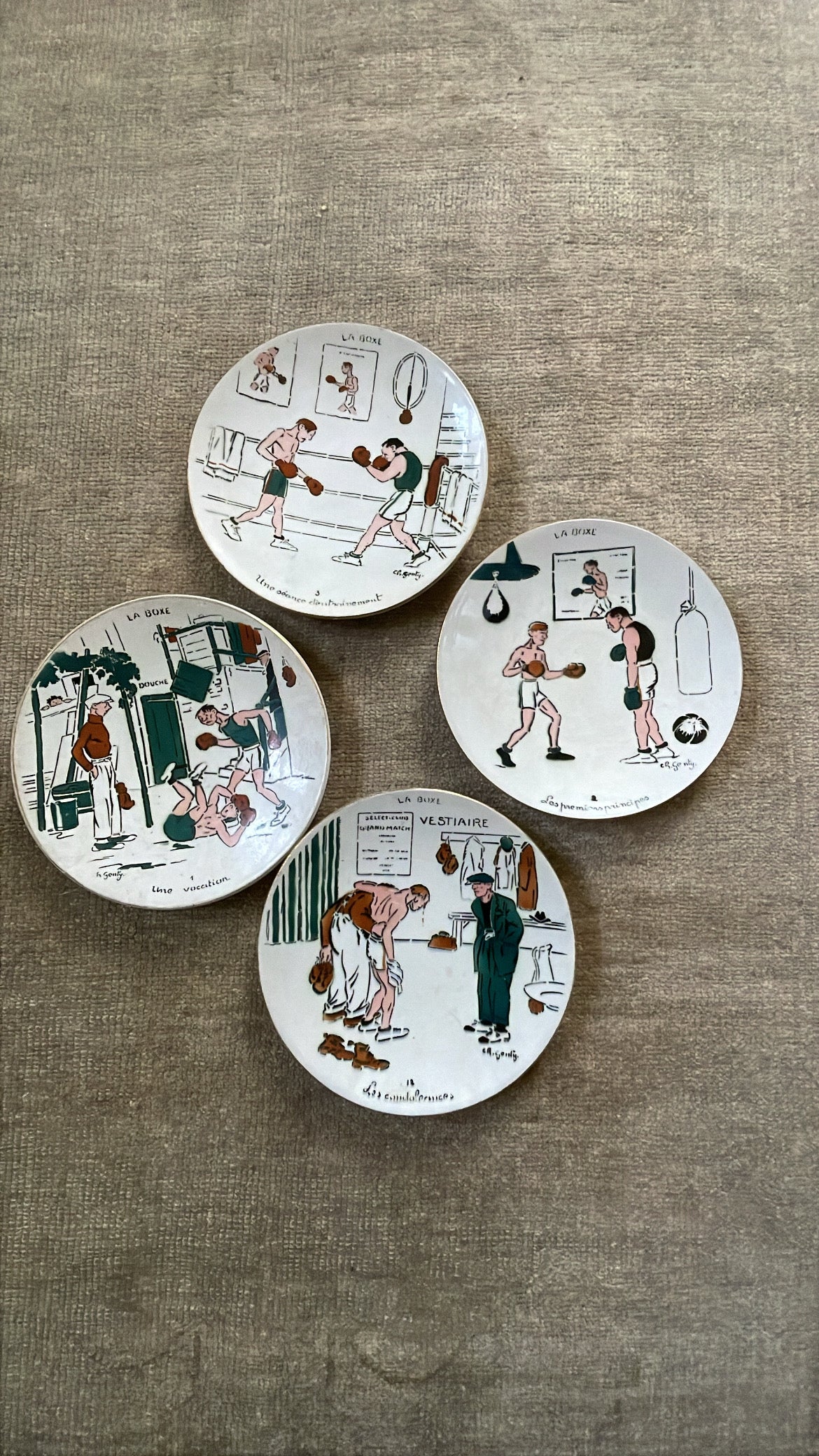 1930s Charles Gentry “La Boxe” Plates