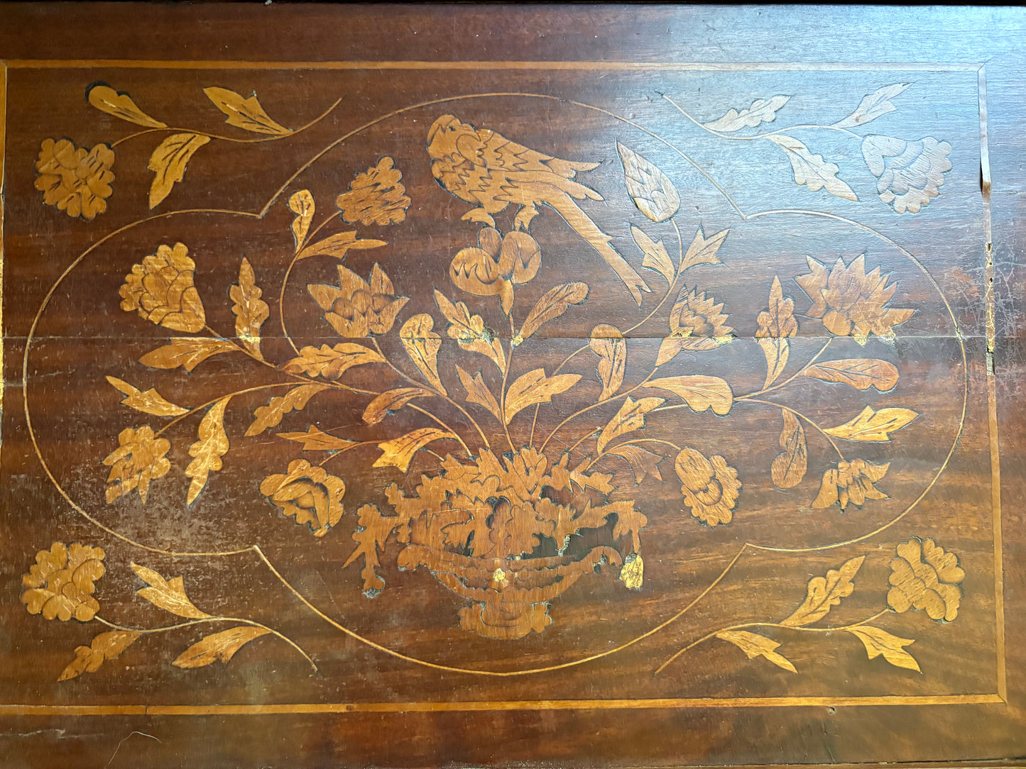 Antique Dutch Marquetry Nightstand