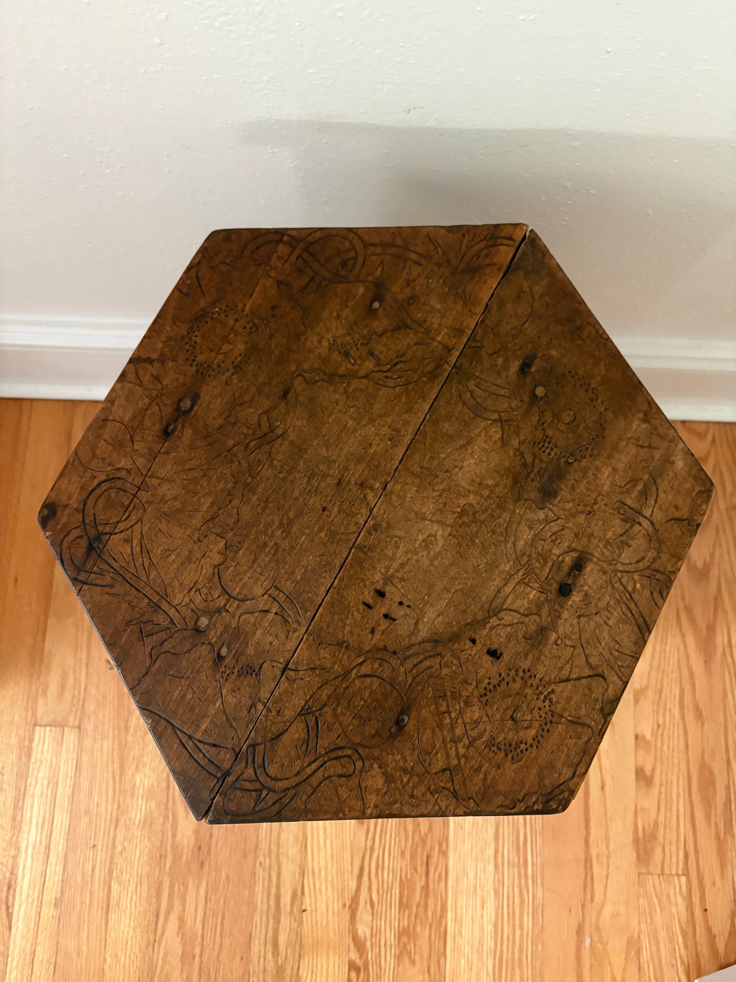 Antique Arts & Crafts Era Moorish Pyrography Stand (FREE SHIPPING)