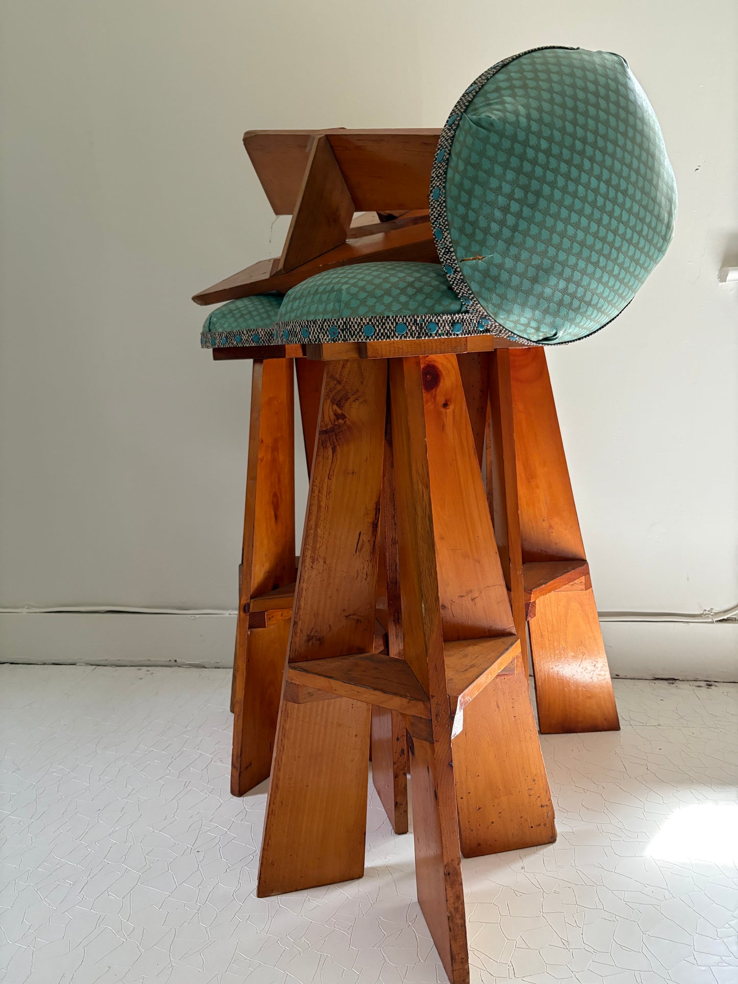 Set of 4 Folk Art Stools