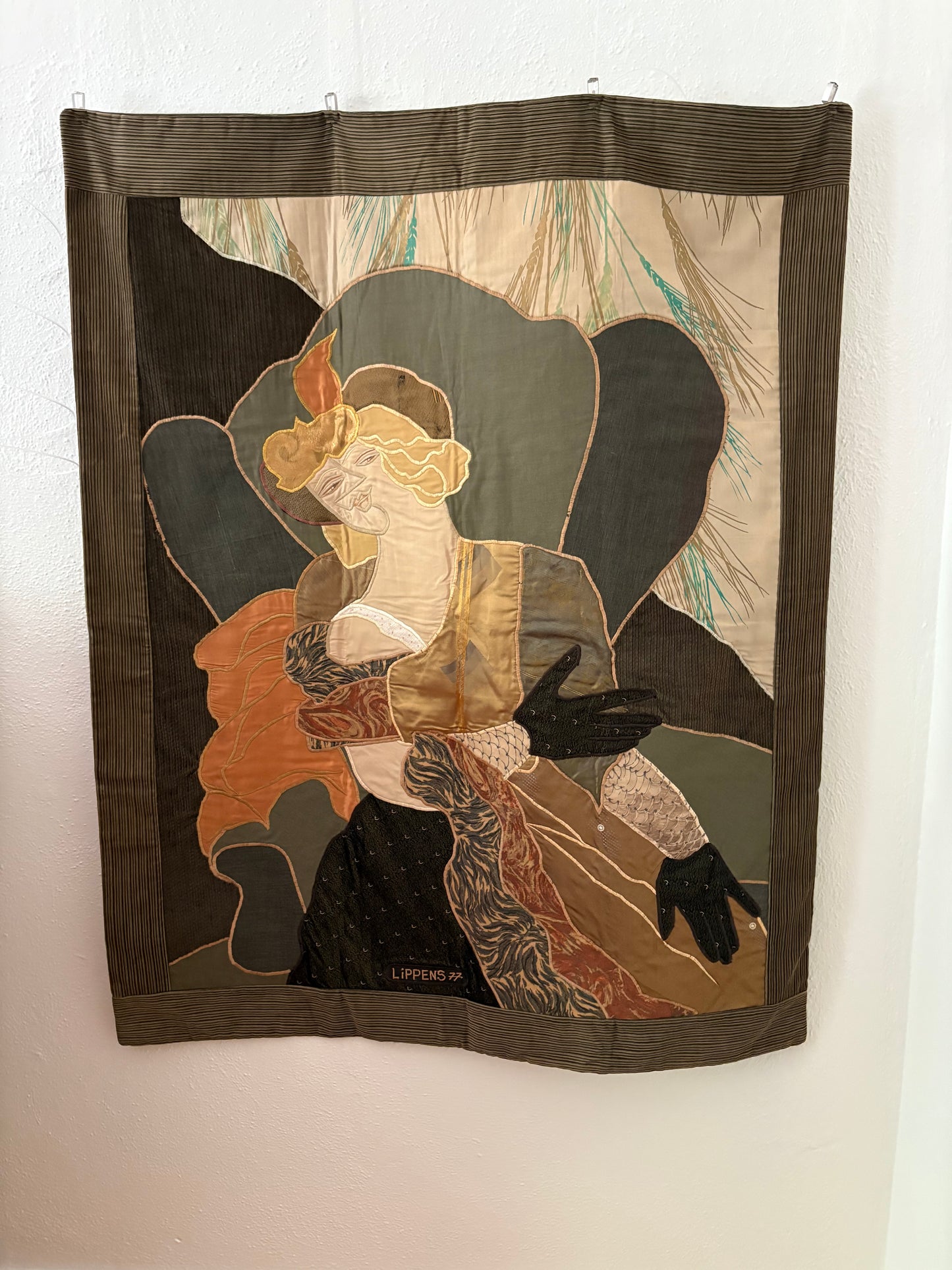 1977 Cubist Tapestry titled “The Heiress” by Lippens (FREE SHIPPING)