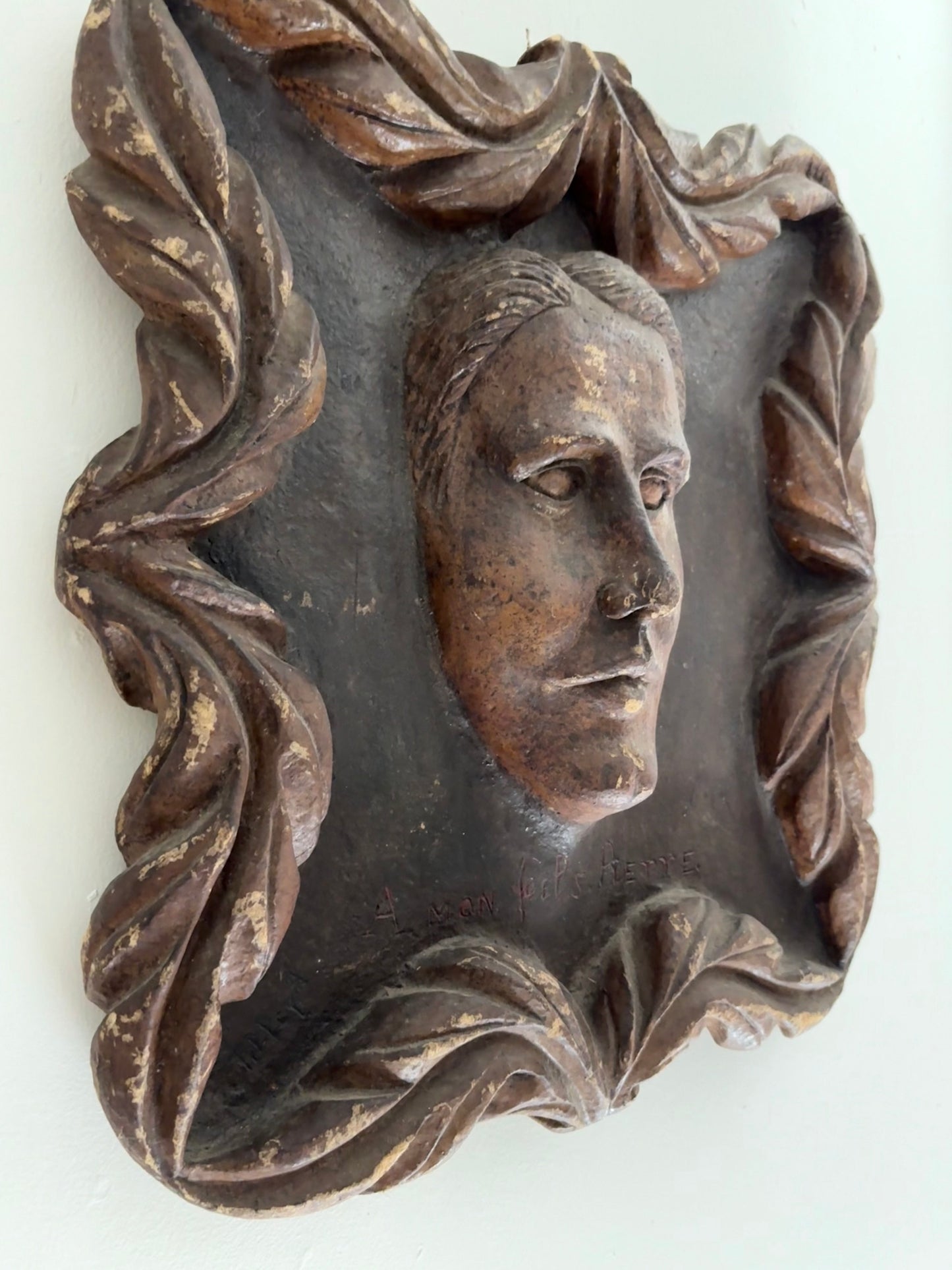 Vintage Paper Mache Bust Plaque (FREE SHIPPING)