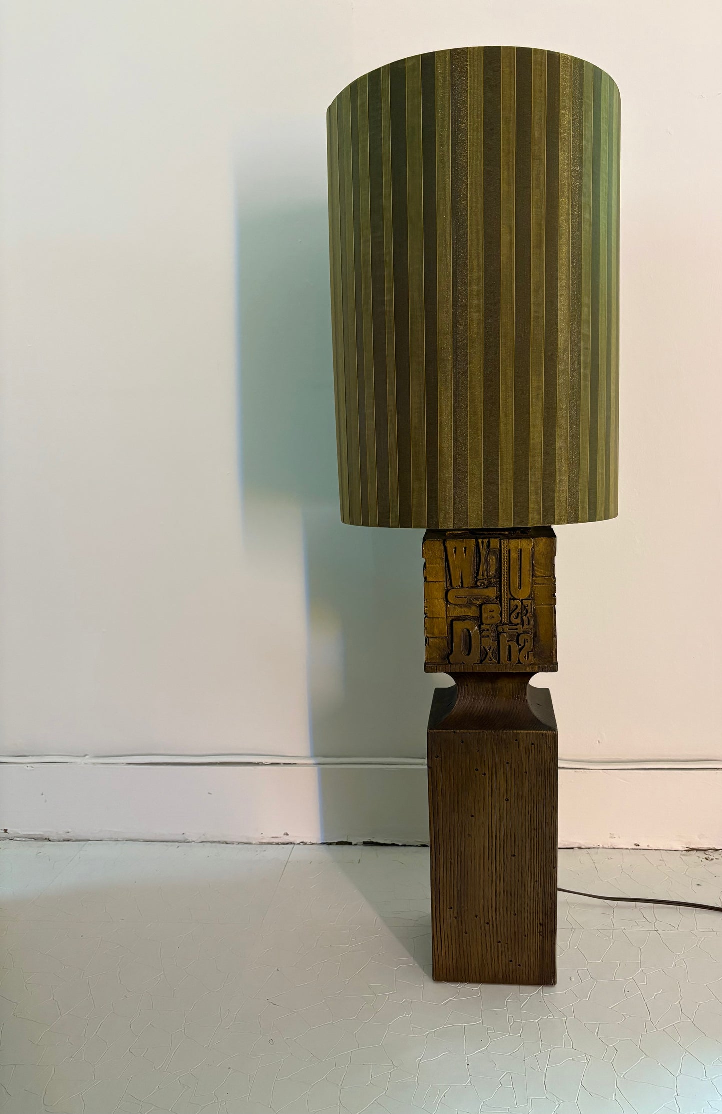 1960s Resin Printers Block Lamp with Striped Shade