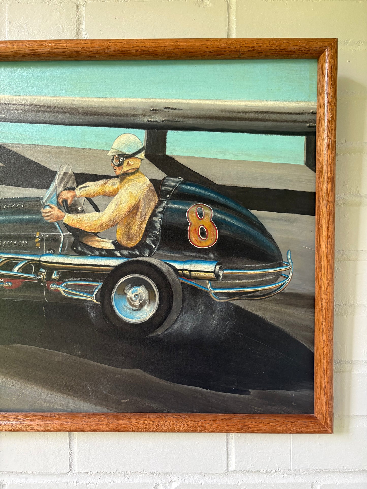 Framed Original Painting of Racecar (FREE SHIPPING)