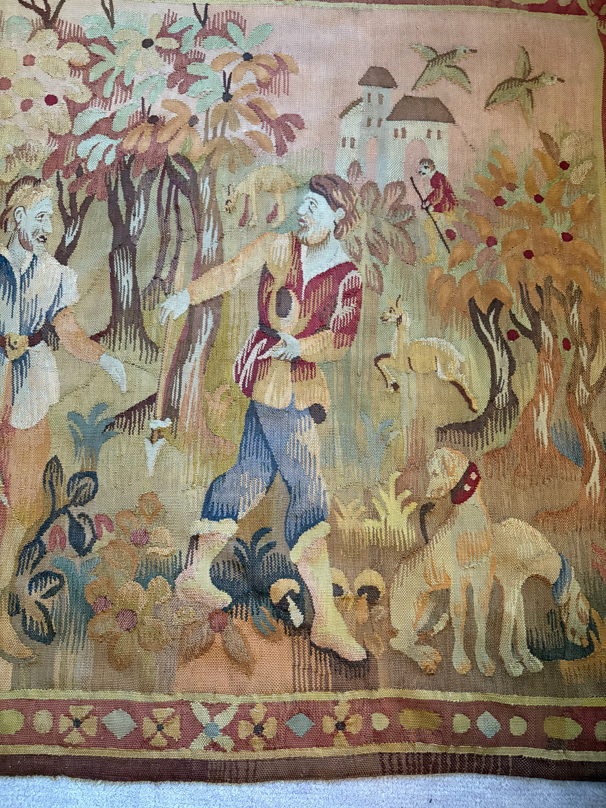 Mid 20th Century Earth Toned Wool Hunting Tapestry (FREE SHIPPING)