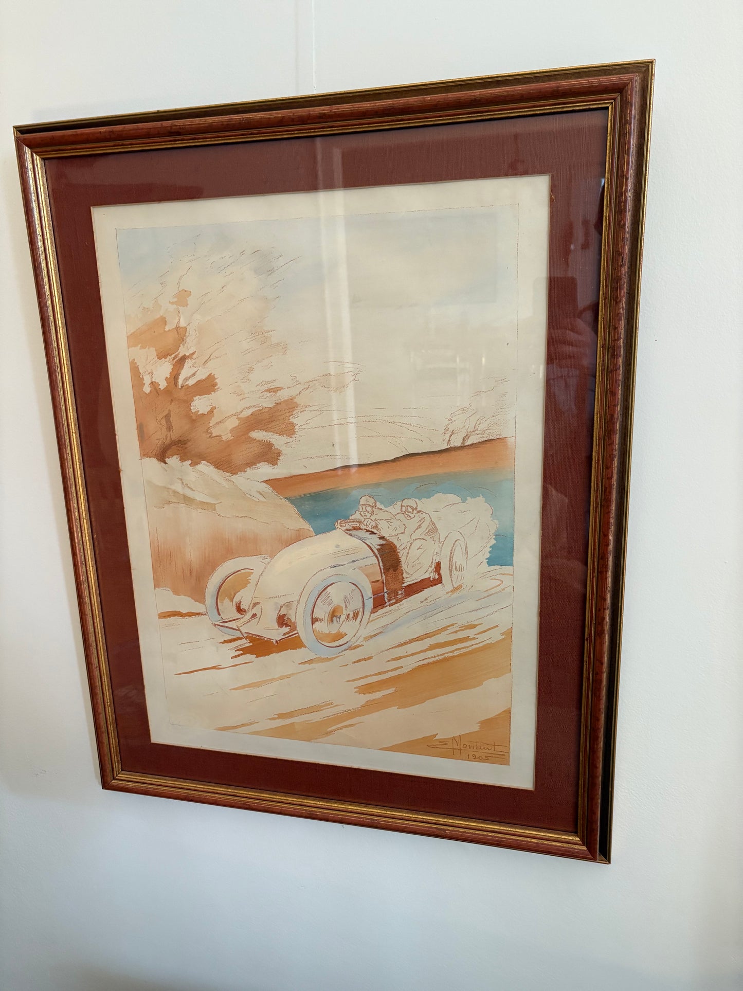 1905 Ernest Montaut Hand Colored Pochoir Framed Lithograph (FREE SHIPPING)