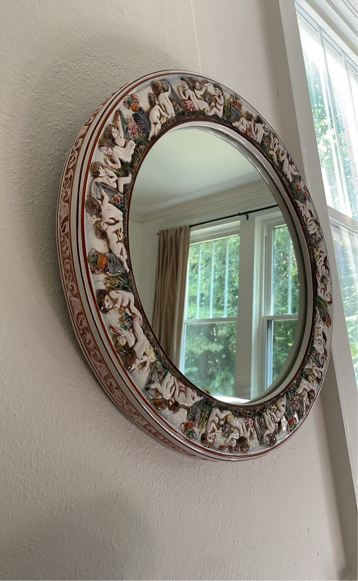 Italian Capodimonte Porcelain Mirror