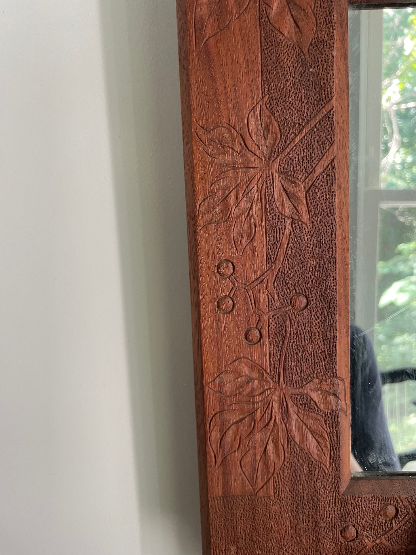 1920s Handcarved Wood Mirror