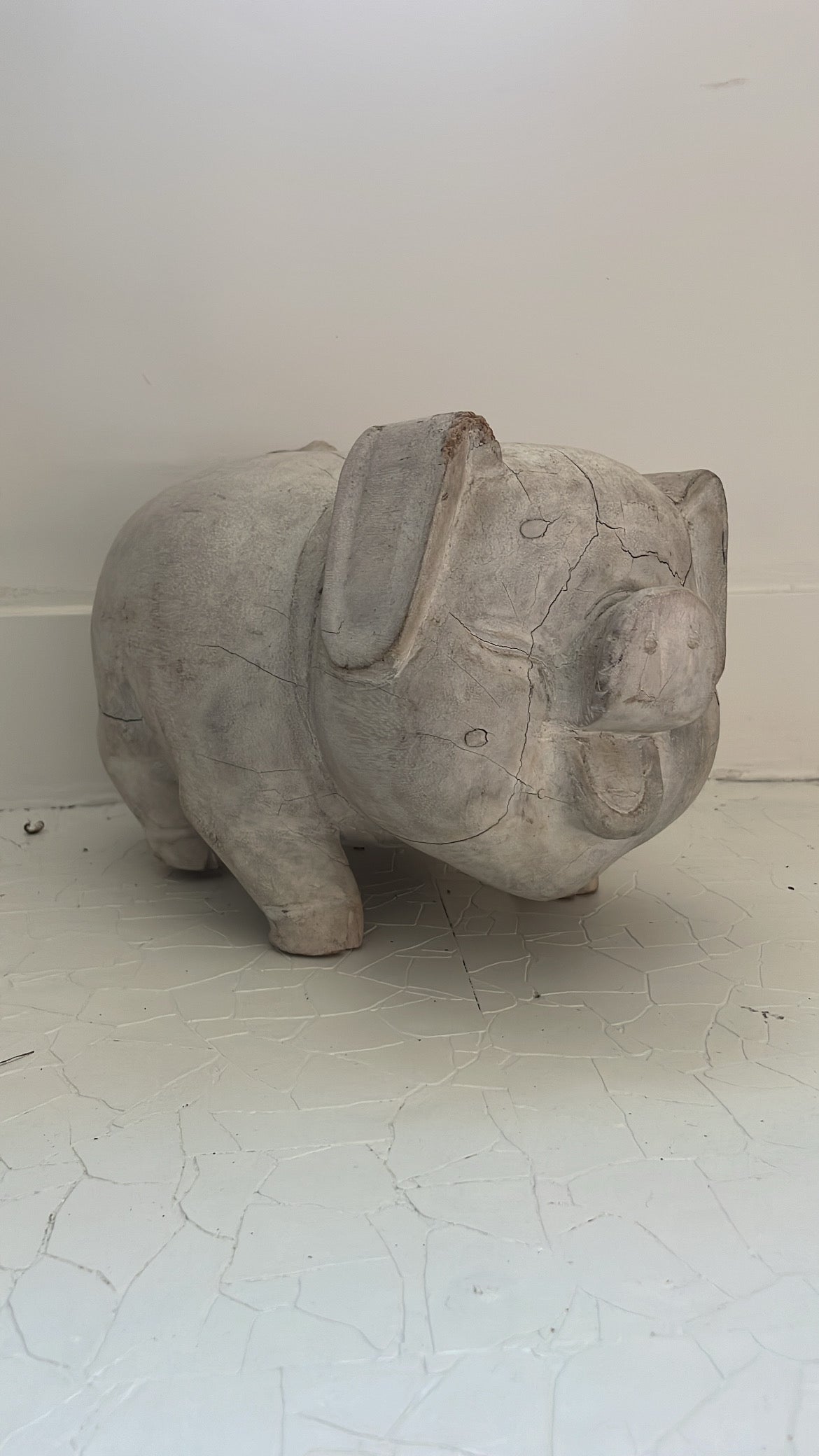 Vintage Carved Wood Pig