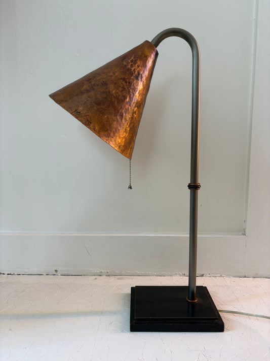 Art Deco Revival Hammered Copper and Welded Iron Lamp (FREE SHIPPING)