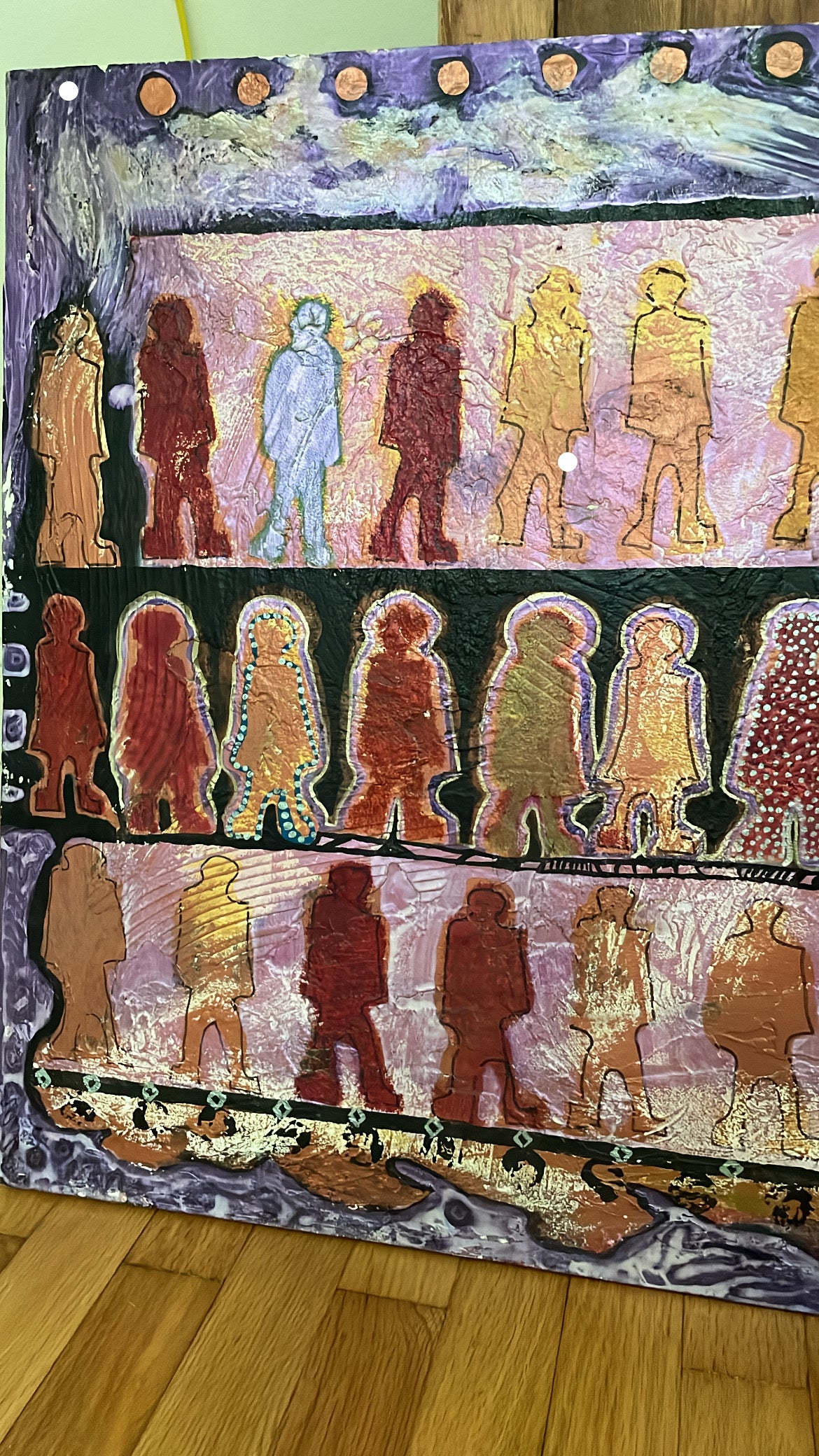 Folk Art Human Forms on Wood Board