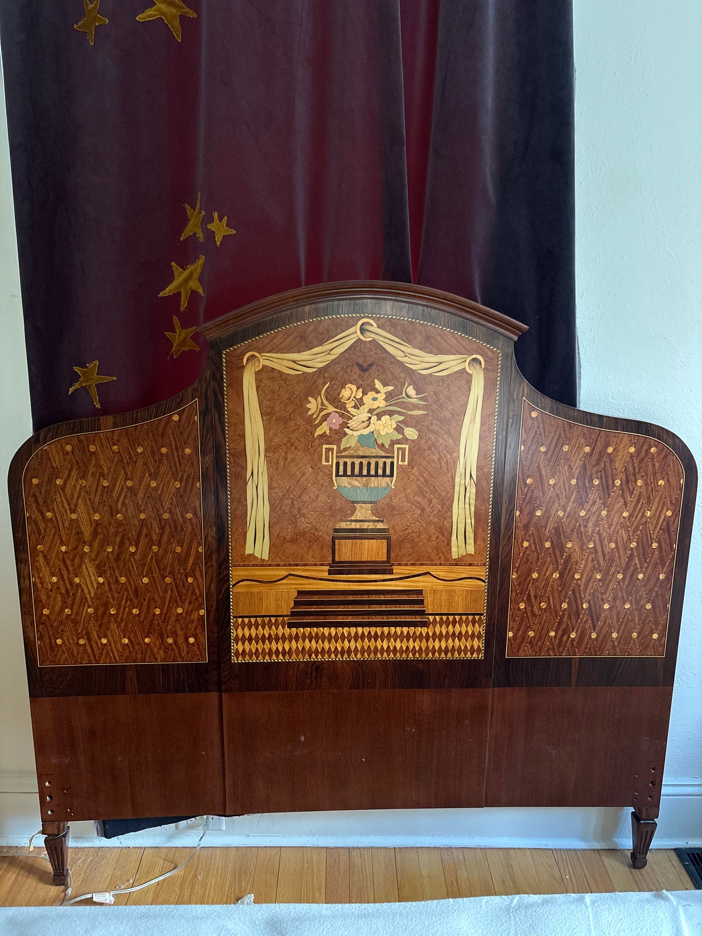 1920s Art Deco Marquetry Queen Sized Headboard